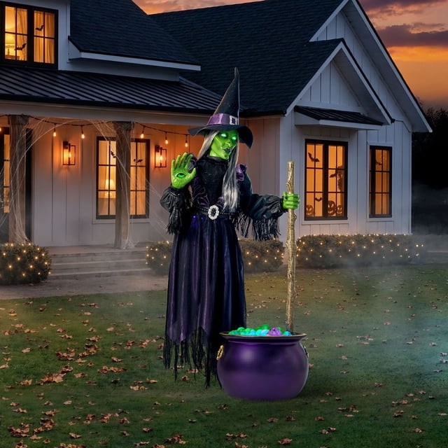 Member’s Mark 6.5 Ft Pre-Lit Animated Floating Witch Halloween Decor Prop