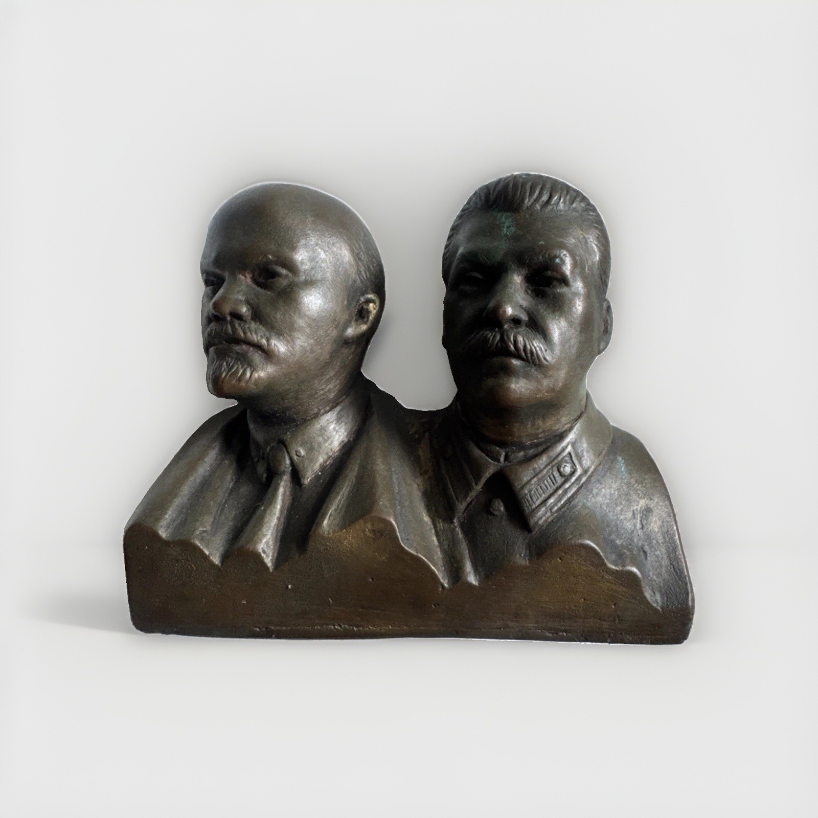 ORIGINAL Soviet Russian liders LENIN & STALIN bust statue sculpture USSR H-9cm