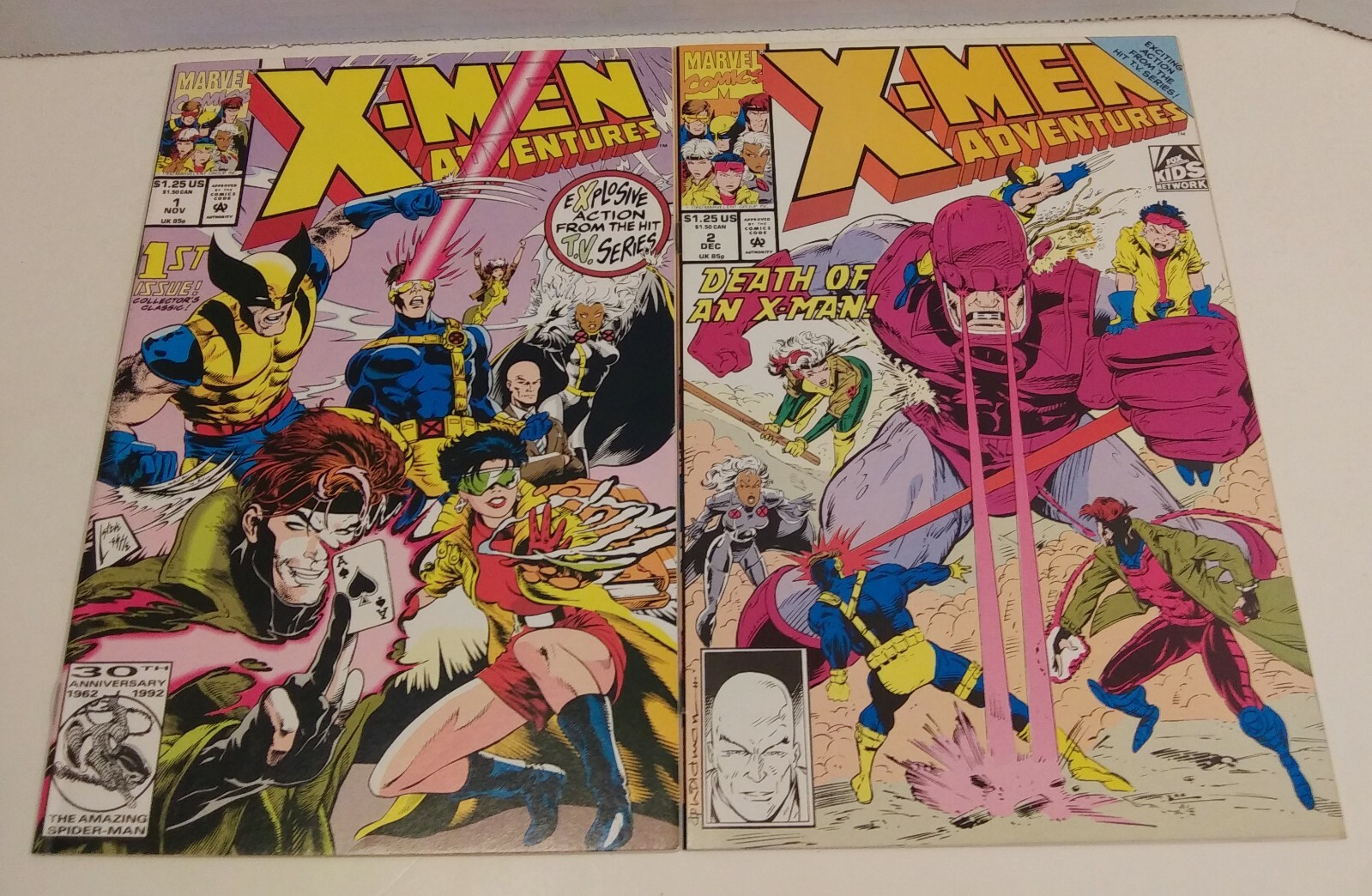 X-Men Adventures #1 & #2 Marvel Comics lot 1992 Andrew Wildman art