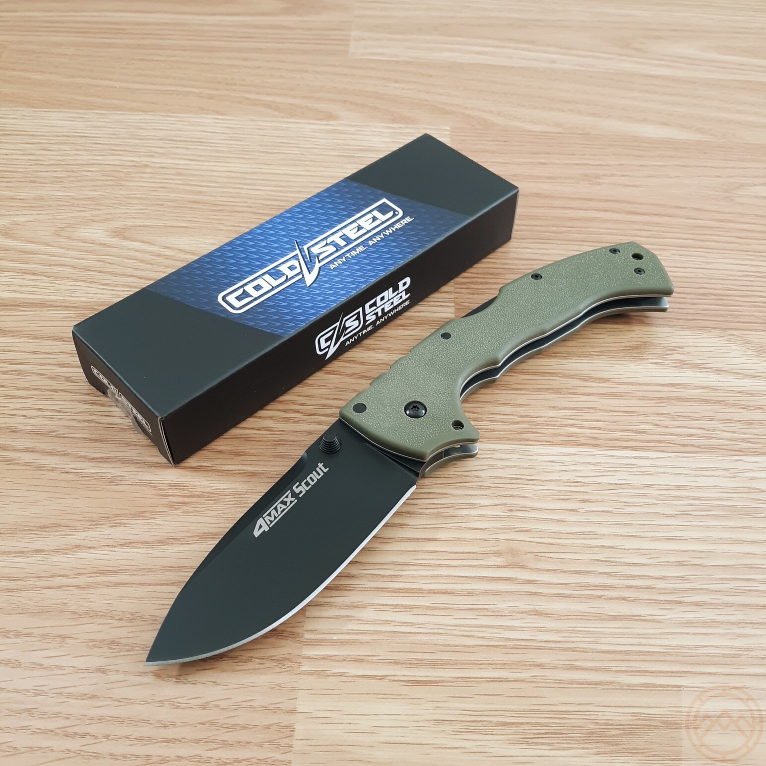 Cold Steel 4-Max Scout Folding Knife 4″ AUS-10A Steel Blade Green Griv-Ex Handle