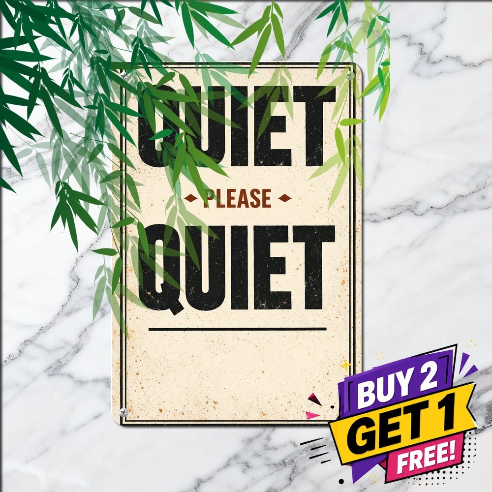 Shh Quiet Room Metal Sign Silent Zone Notice Office Home Wall Plaque