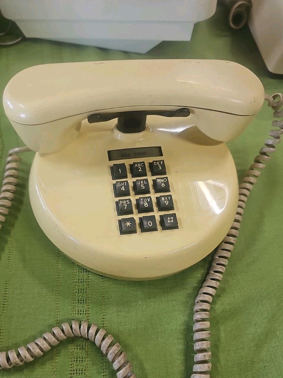 Vintage 1970s Northern Telecom Round Push-Button Phone Telephone – Yellow Retro