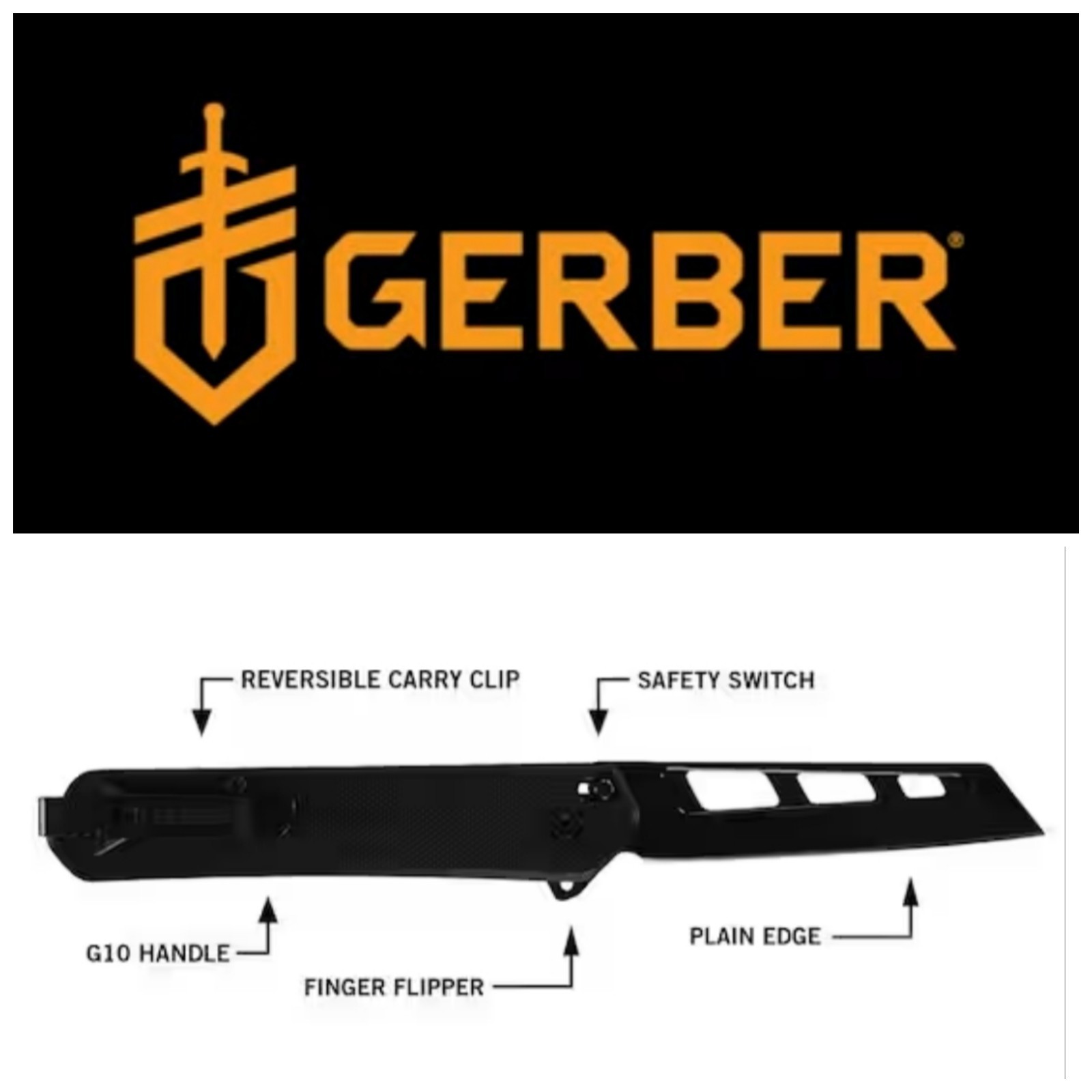 NEW in BOX GERBER 31-004130 Spire PLEDGE Assist Opening Folding Pocket Knife G10