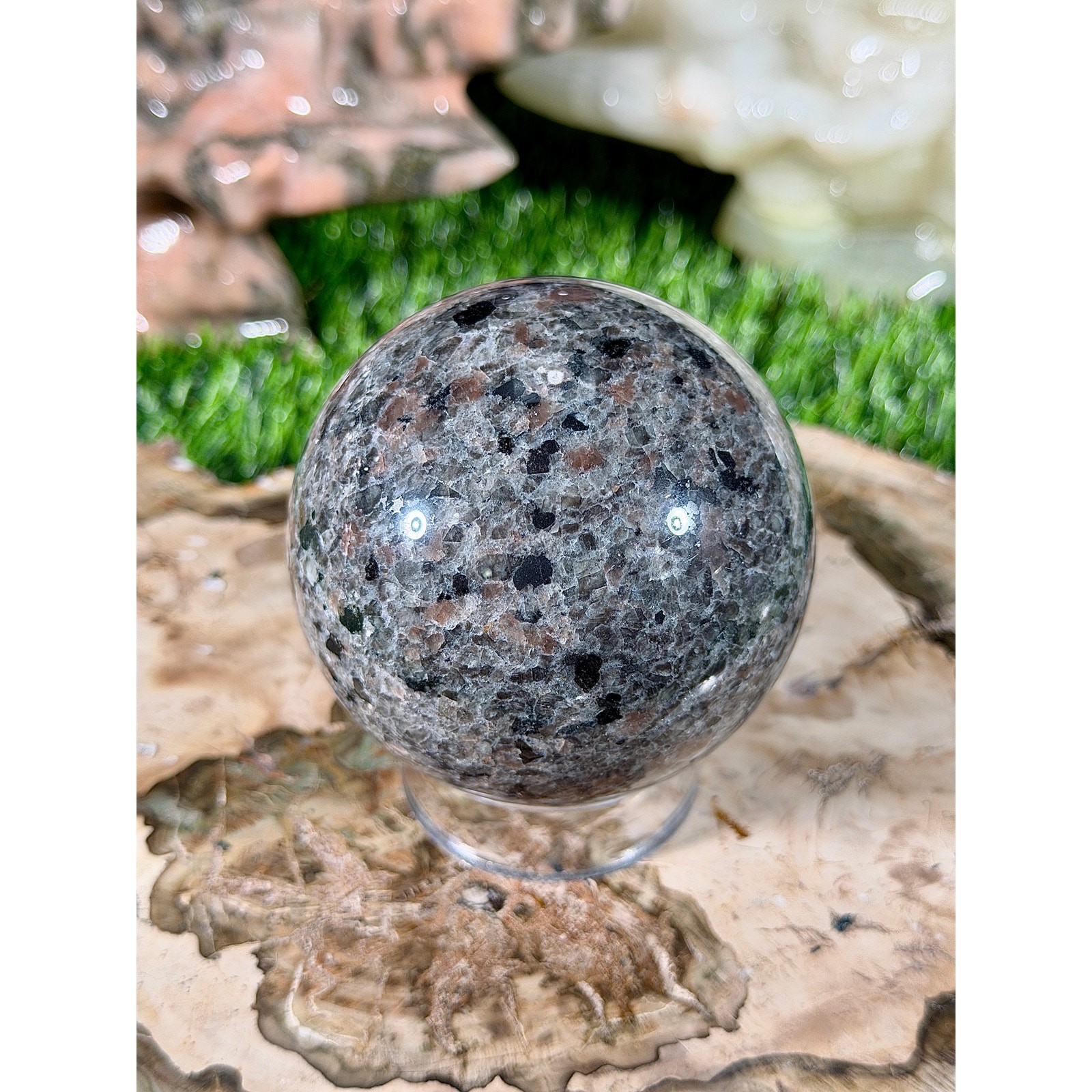 69mm UV Reactive Yooperlite Crystal Sphere 15.9 oz