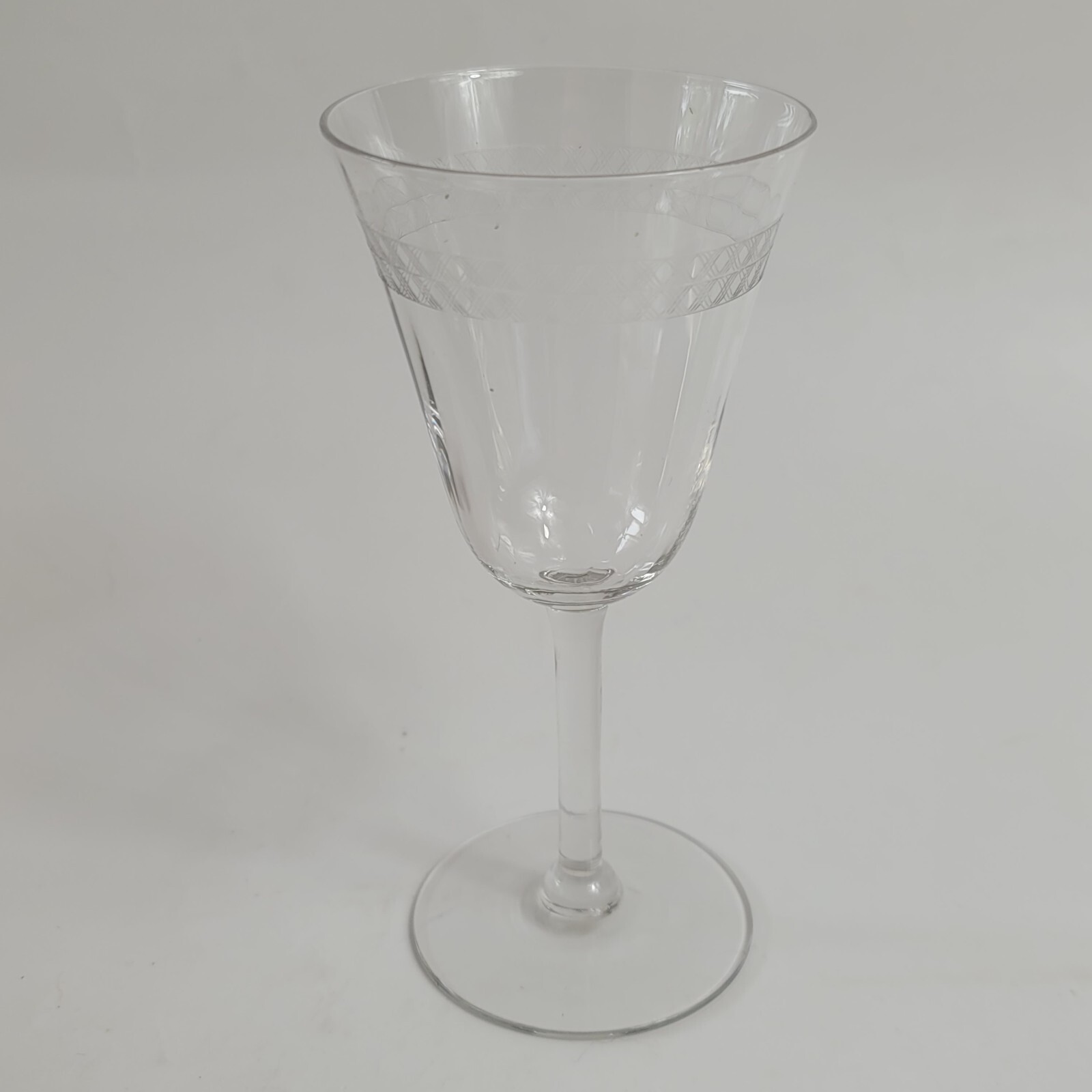 ONE Fostoria Irish Lace Crystal Wine Glasses Double Etched Bands