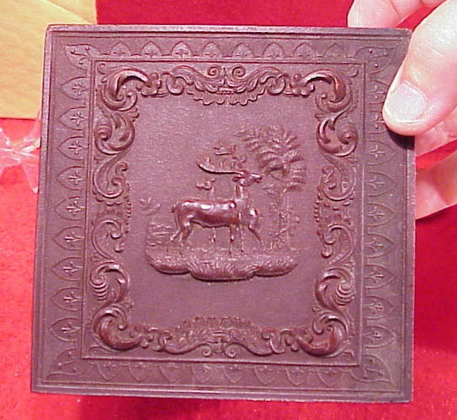 GUTTA PERCHA DEER Union Photo Case Daguerreotype Collar Box WARD’S SCOVILLE NY
