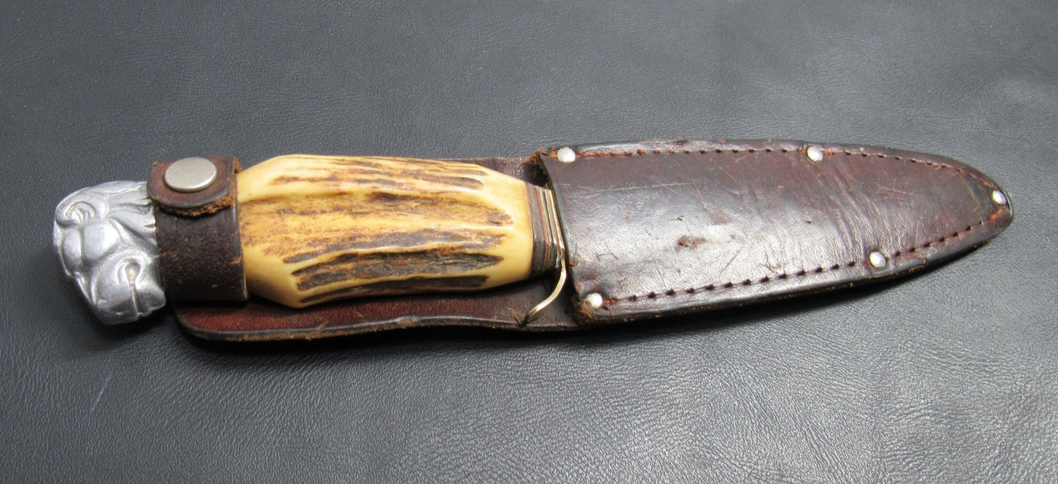 VTG Robert Klaas Solingen Germany Stag Handle Fixed Blade Hunting Knife w/Sheath