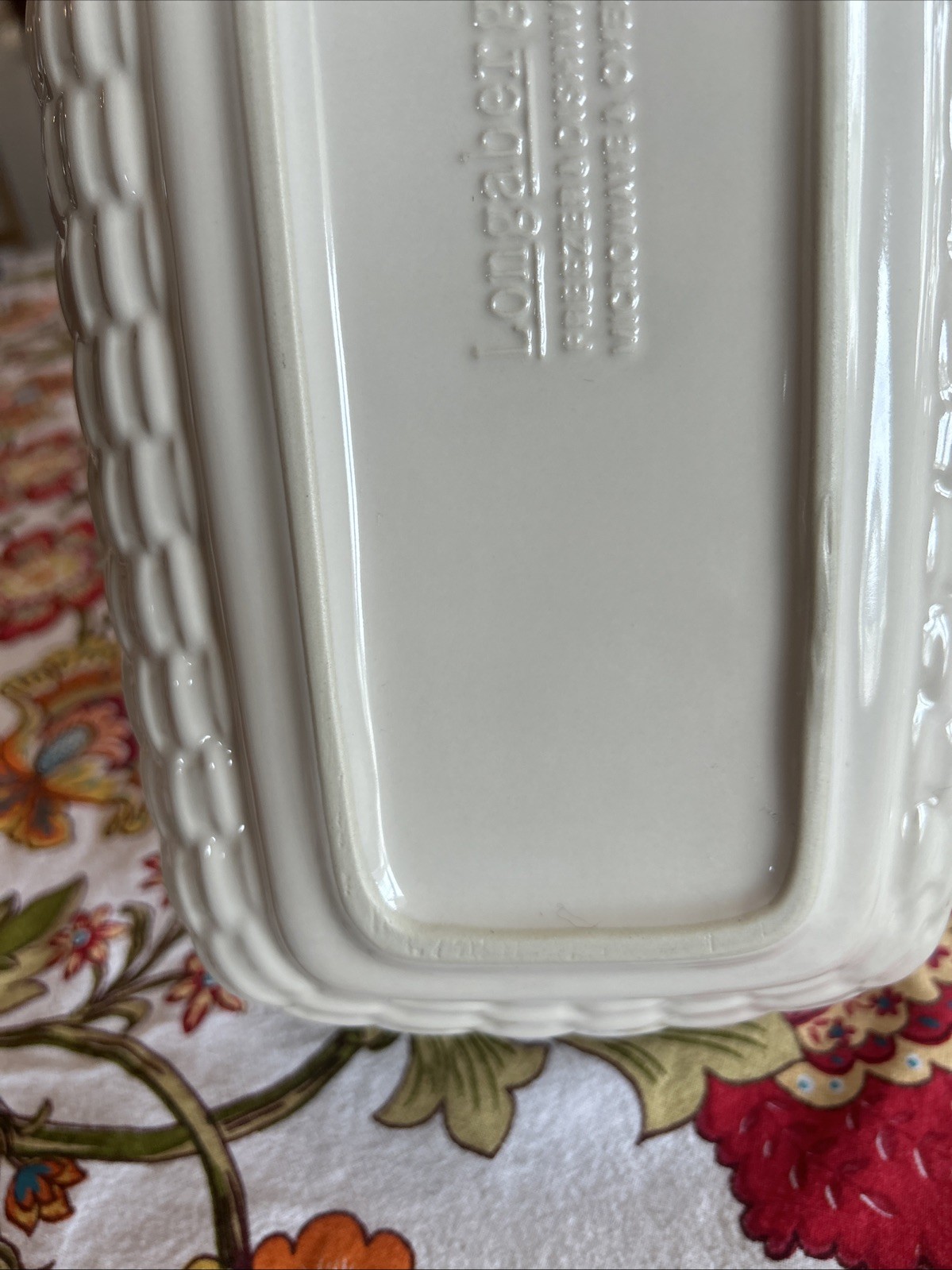 Rare Longaberger Woven Traditions Dish Rectangular Baker 12.5″ x 6.5″ Ivory