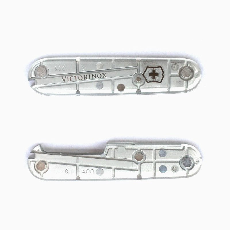New Victorinox 91mm HANDLE / SCALE 2 Piece KIT in Silver Tech Plastic