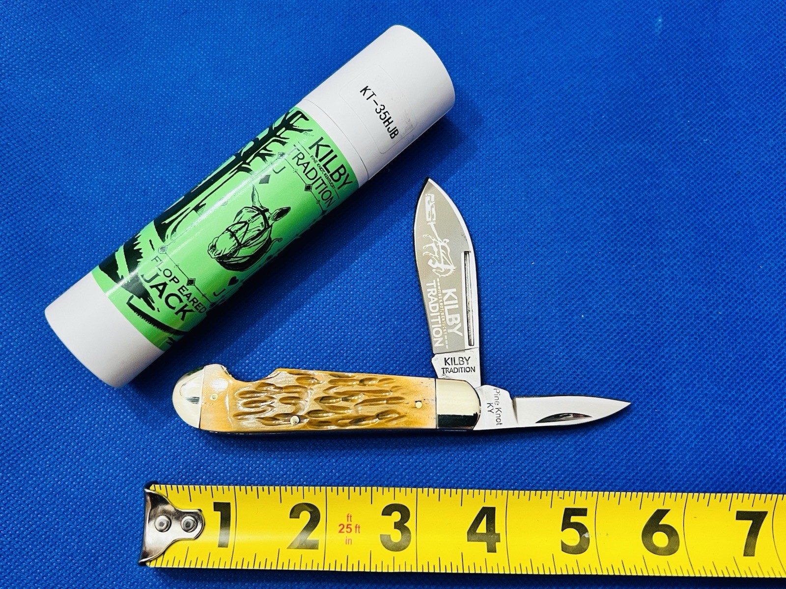 KILBY TRADITION PINE KNOT KY HONEY BONE EASY OPEN FLOP EARED PREMIUM JACK KNIFE