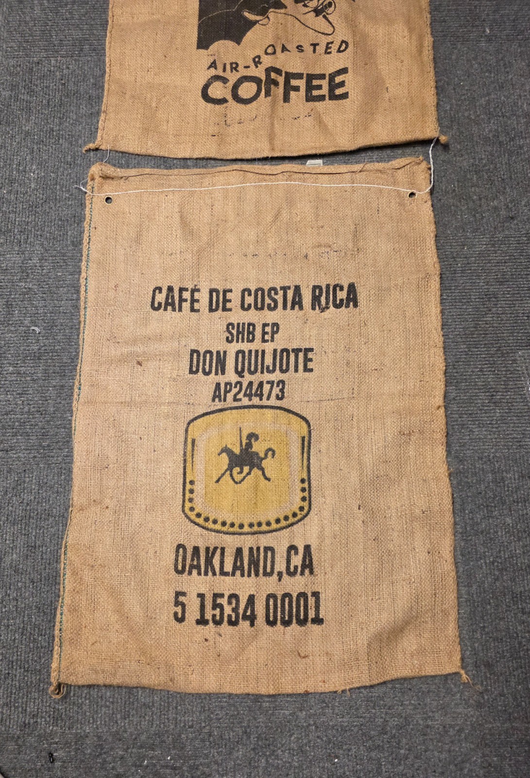 Home Decor – Coffee Brand Burlap Sacks – Lot of 2 – Size 40″ x 29″
