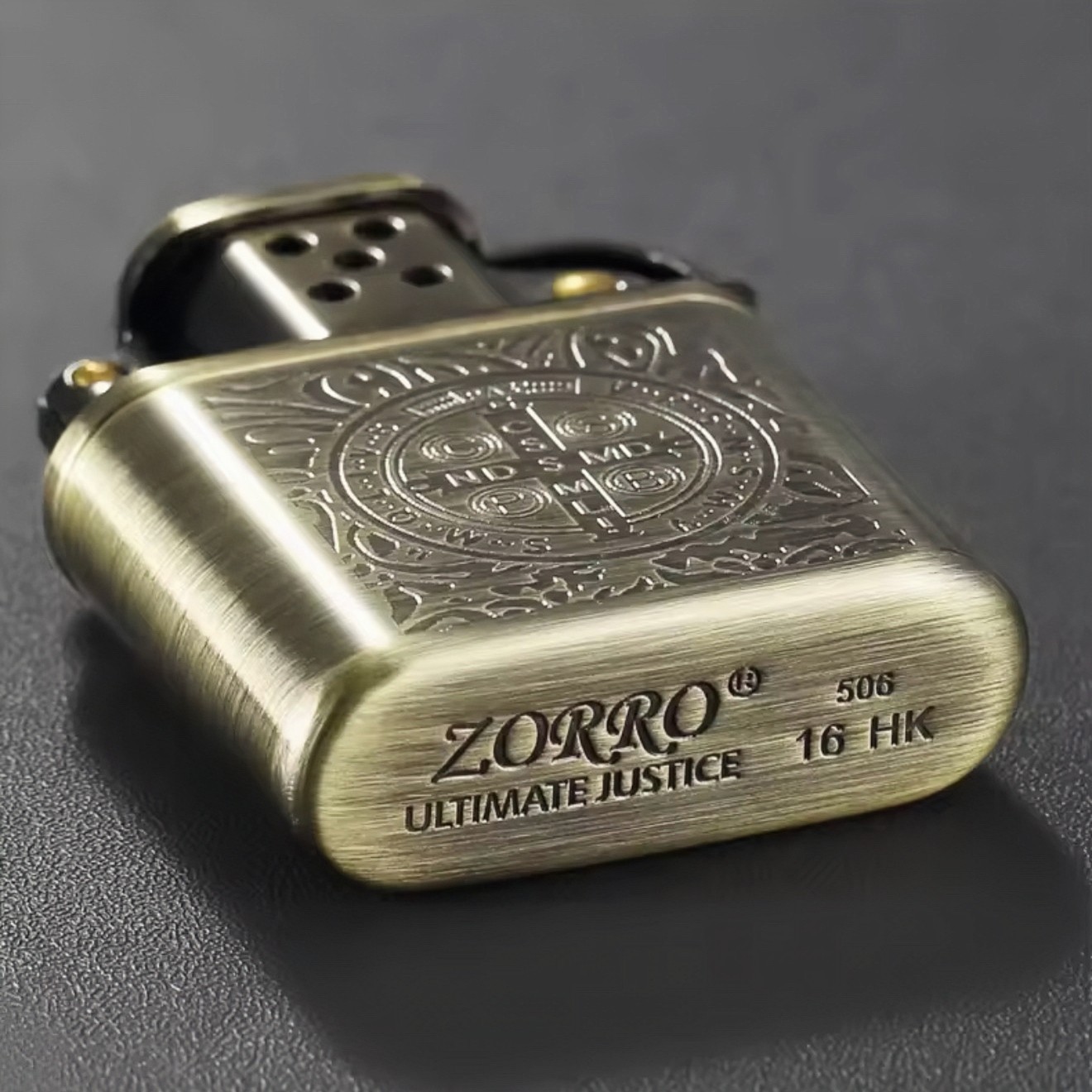 ZORRO 506 Constantine Vintage Brass Windproof Flint Wheel Kerosene Lighter
