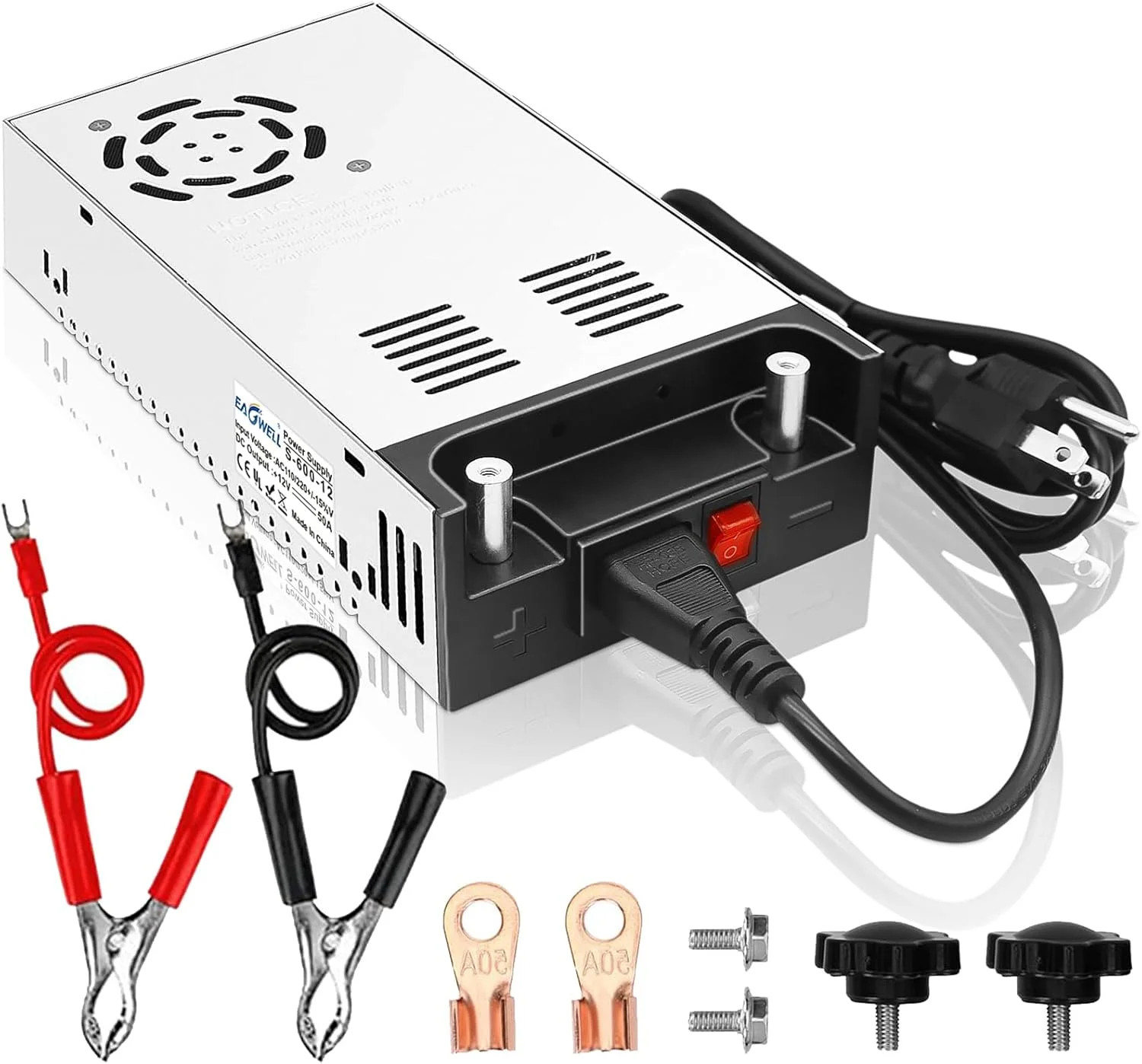 EAGWELL 110V AC to 12V DC Converter 600W Power Supply 50A | New Version Universa