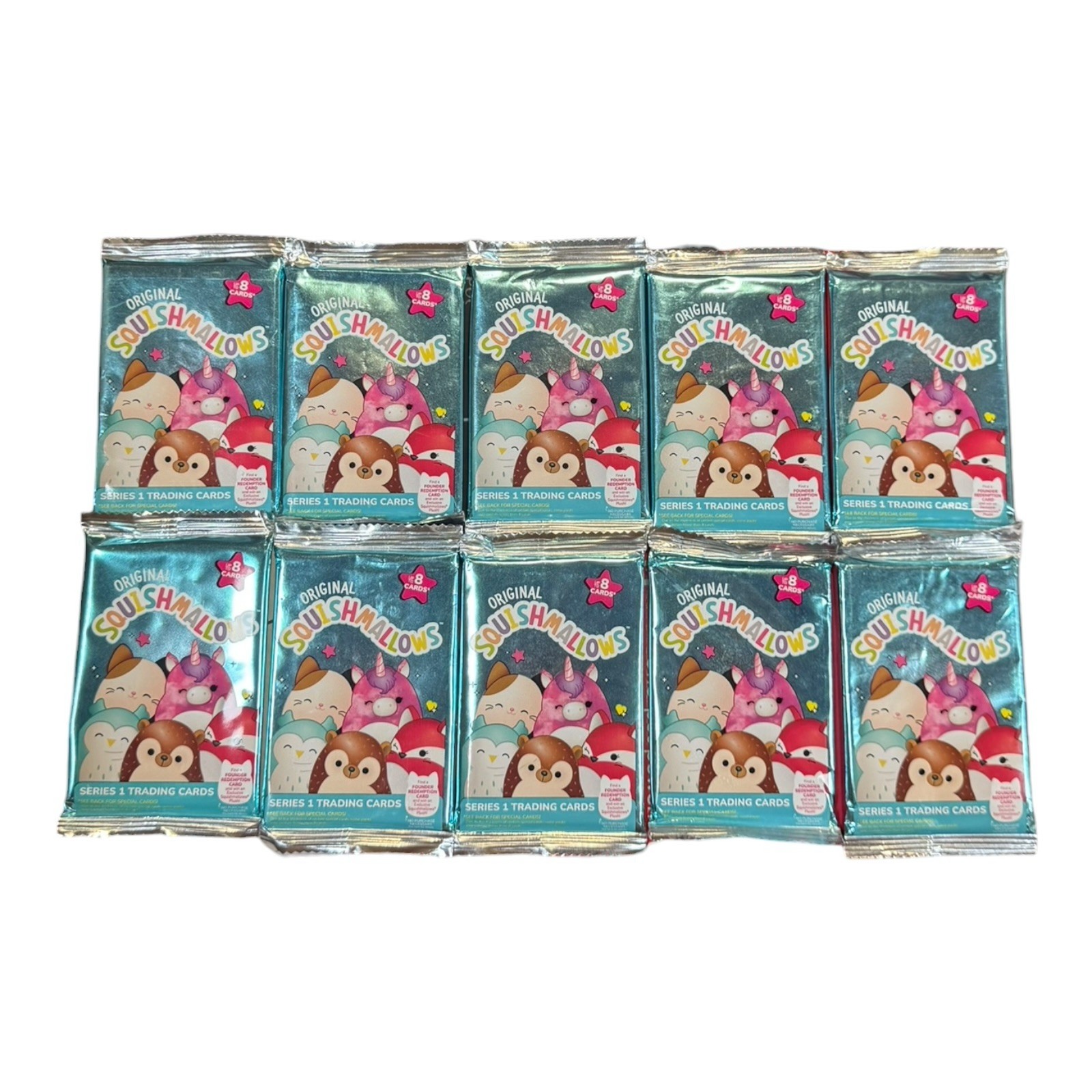 (10) Original Squishmallows Series 1 Trading Cards Factory Sealed Pack-80 Cards