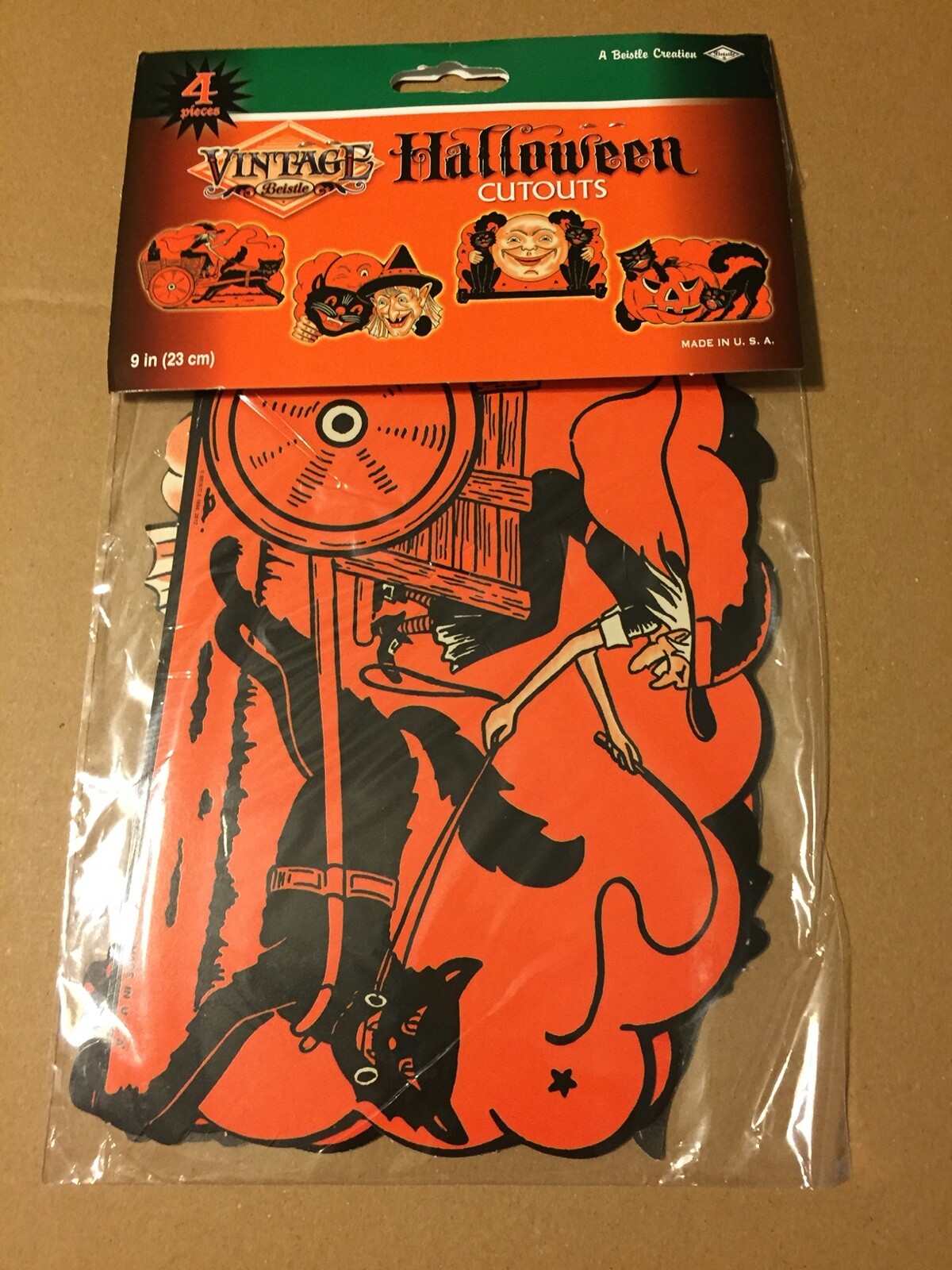 VINTAGE RETRO BEISTLE HALLOWEEN 4 CT CUTOUTS 9″ 2 SIDED 1950, 2012