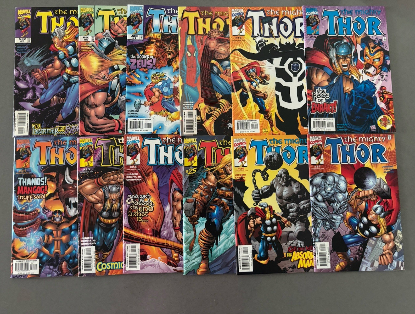 Marvel The Mighty Thor Comic Book Lot Direct Edition Dan Jurgens John Romita Jr.