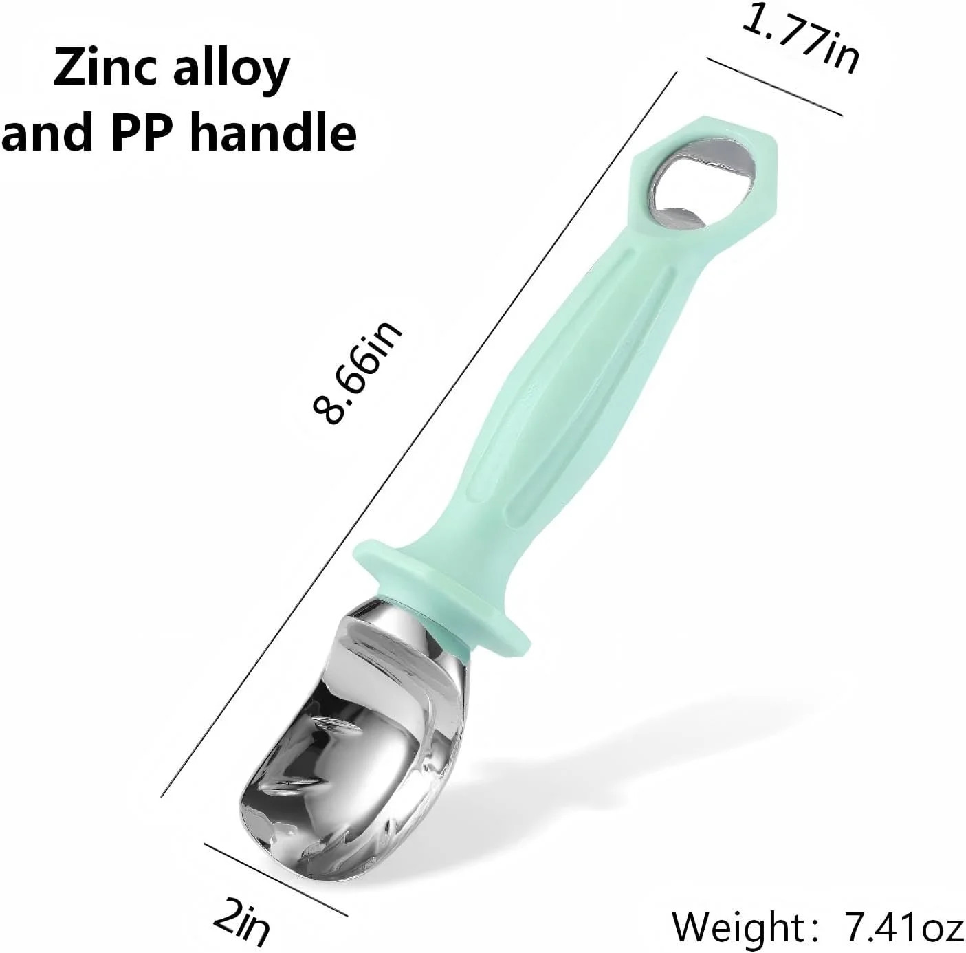 Ice Cream Toppings, Ice Cream Scoop with Bottle Opener,8.66 Inch,Green. | Heavy-