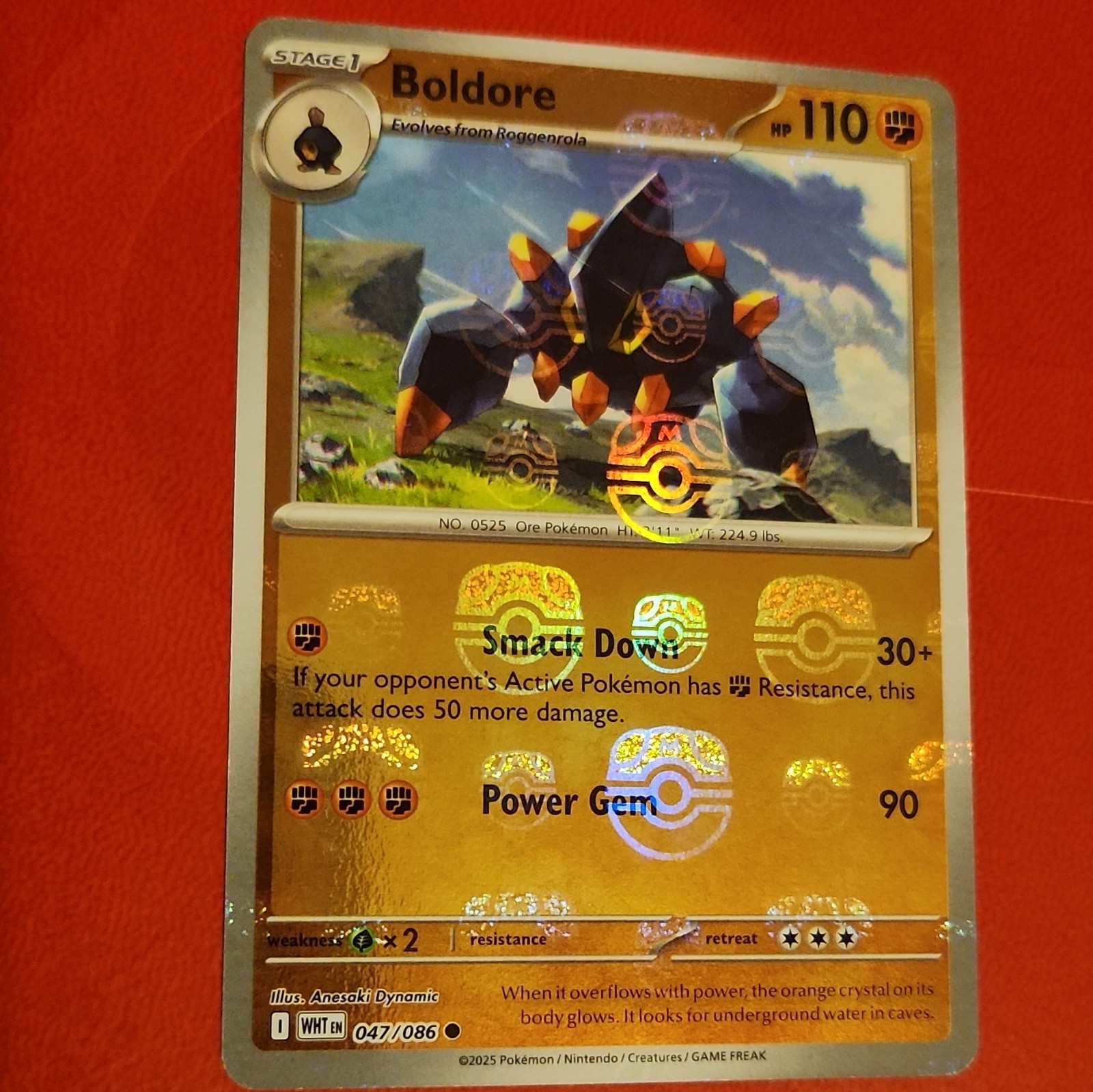 Pokémon Boldore 047/086 WHI EN 2025 Master Ball Anesaki Dynamic Trading Card