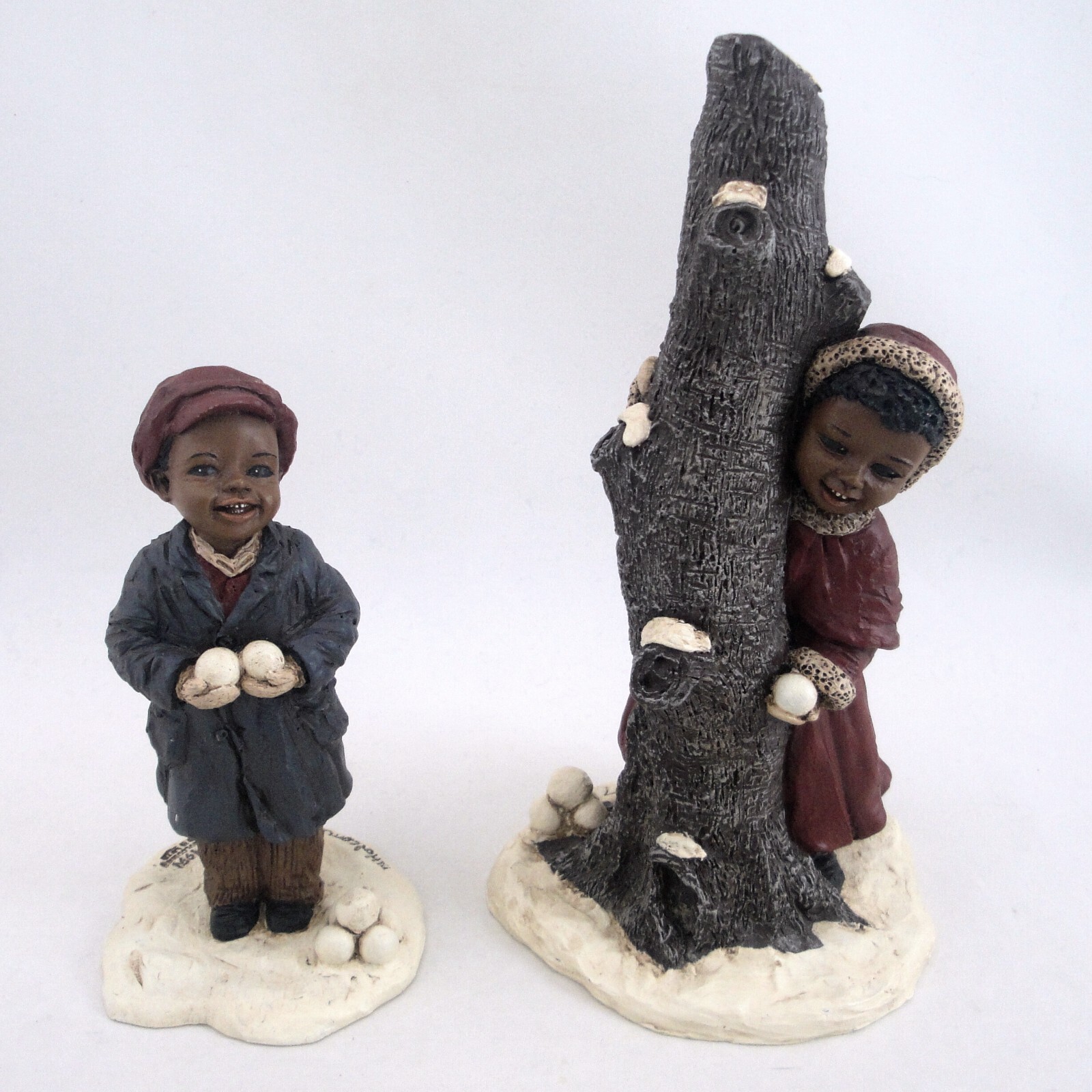 All God’s Children Figurines 2pc Samuel #7 Samantha #7 Boy Girl Snowball Fight