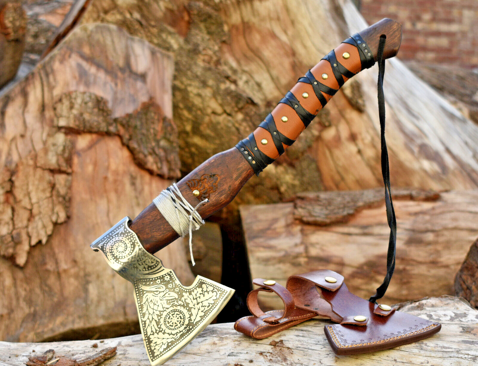 Handmade High Carbon steel Viking Axe Ash Wood Handle Hunting Camping OutdooTool