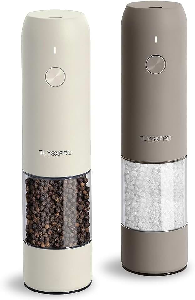 Electric Salt and Pepper Grinder Set, USB Rechargeable, Automatic Salt and…