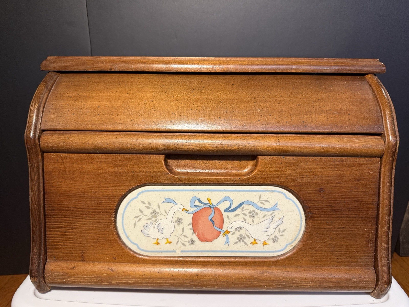 Vintage Goose Marmalade Wooden Bread Box with Lid Farmhouse Kitchen Decor
