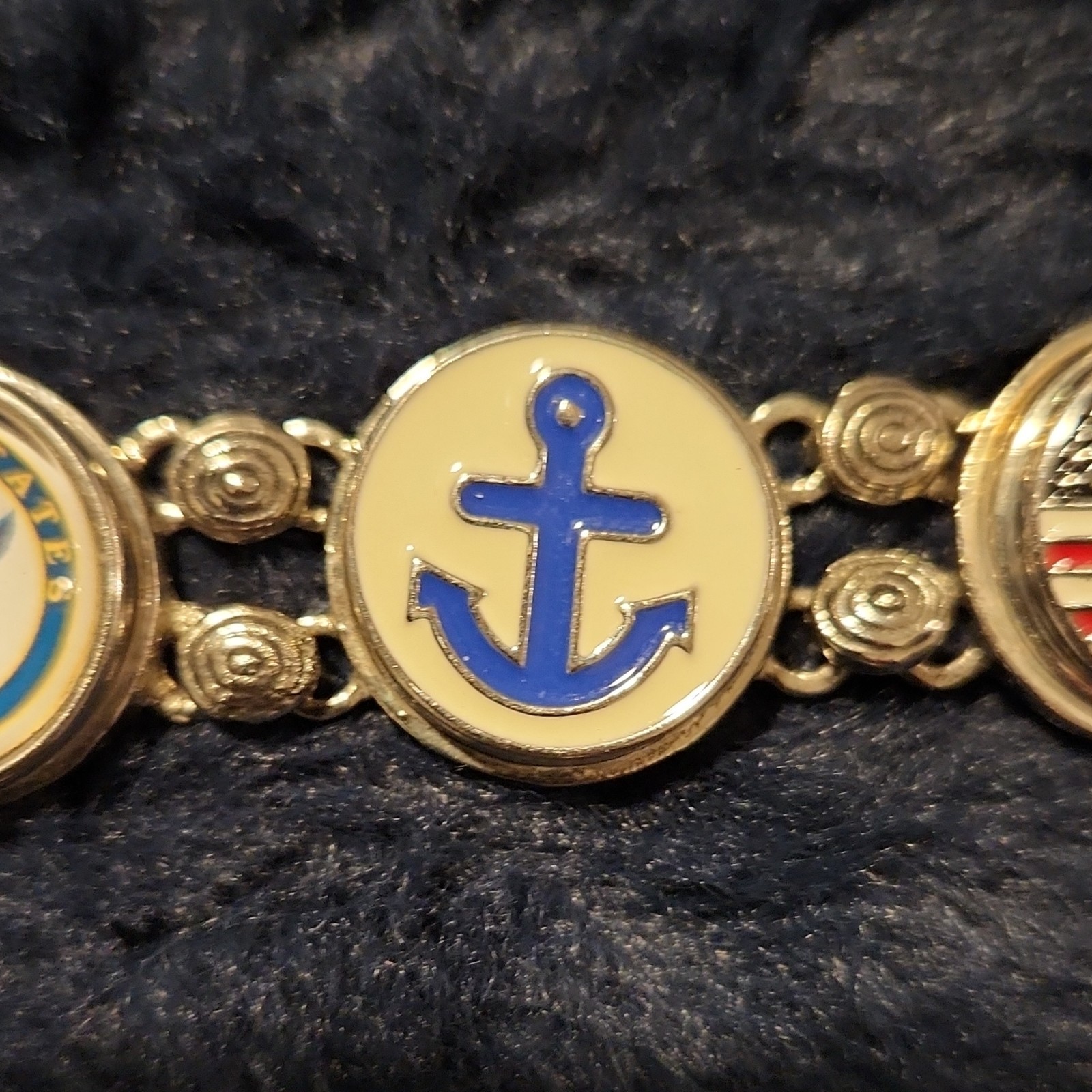 United States Navy Anchor Flag Emblem Bracelet Militaria Theme
