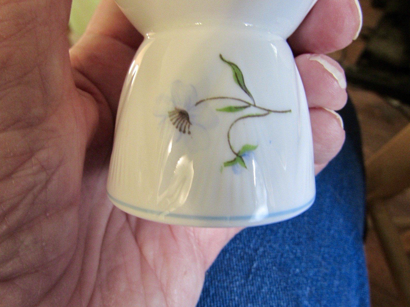Shelley Blue Rock Floral Double Egg Cup Bone China England