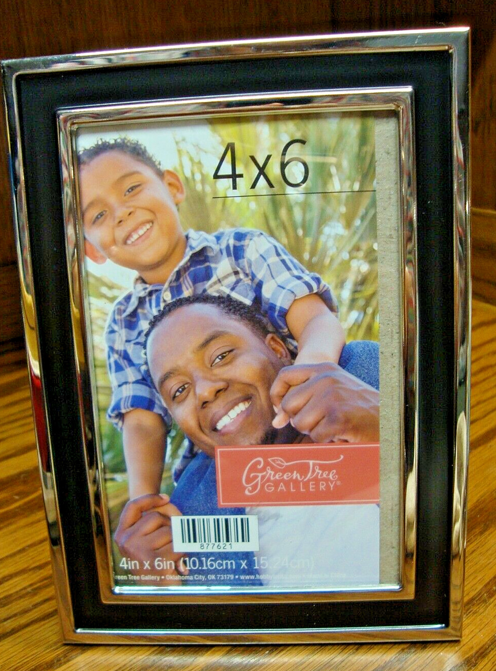PHOTO FRAME Green Tree Gallery Black/Silver Metal for 4×6″ Picture~Tabletop X17