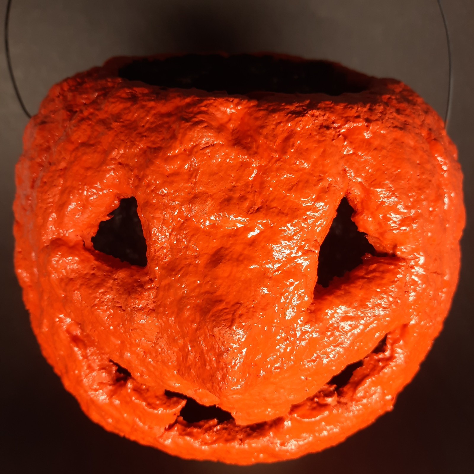 Vintage Style 7″ Thick Paper Mache Pulp Halloween Pumpkin Jack O Lantern