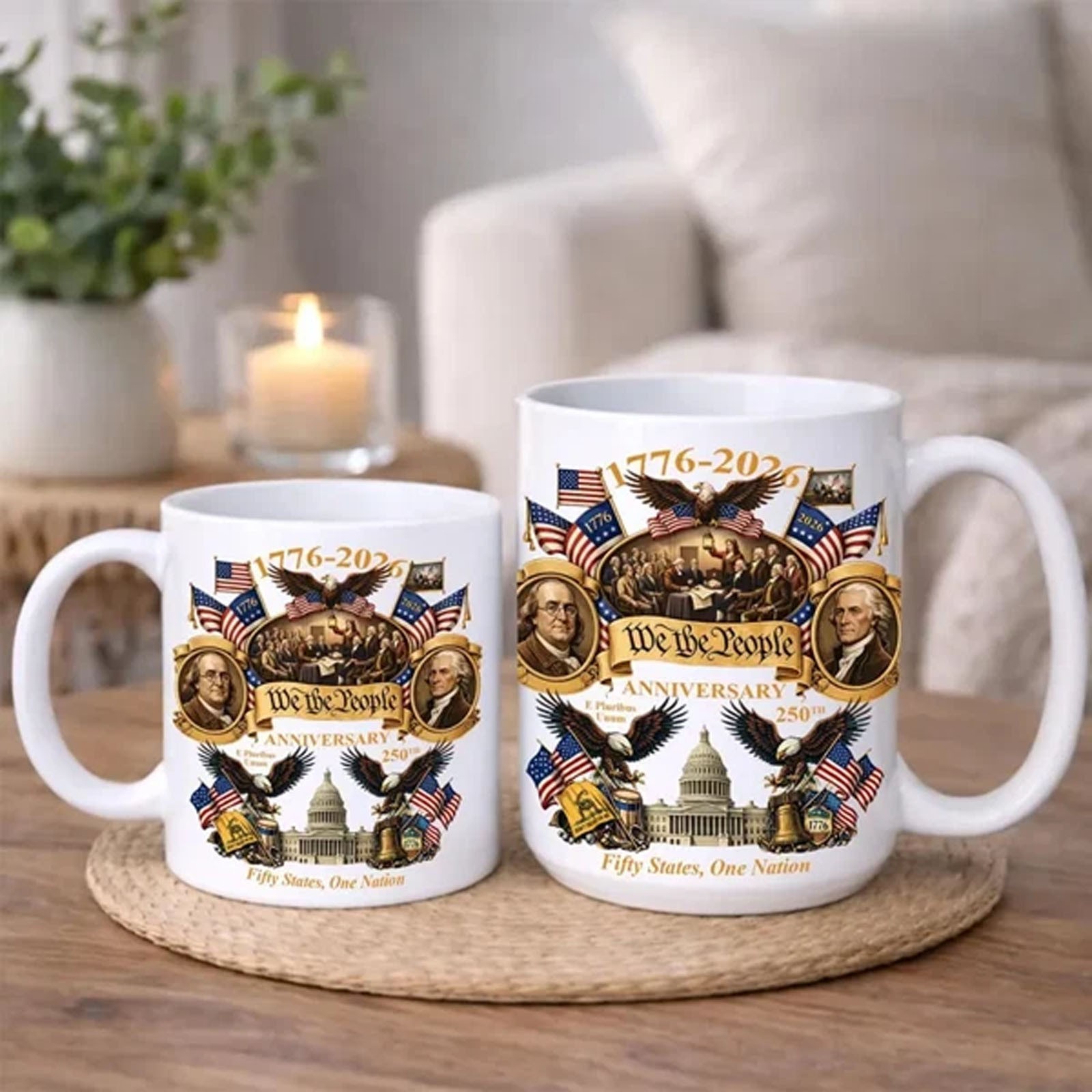 1776-2026 America 250th Anniversary Mug, We The People Patriotic Coffee Mug