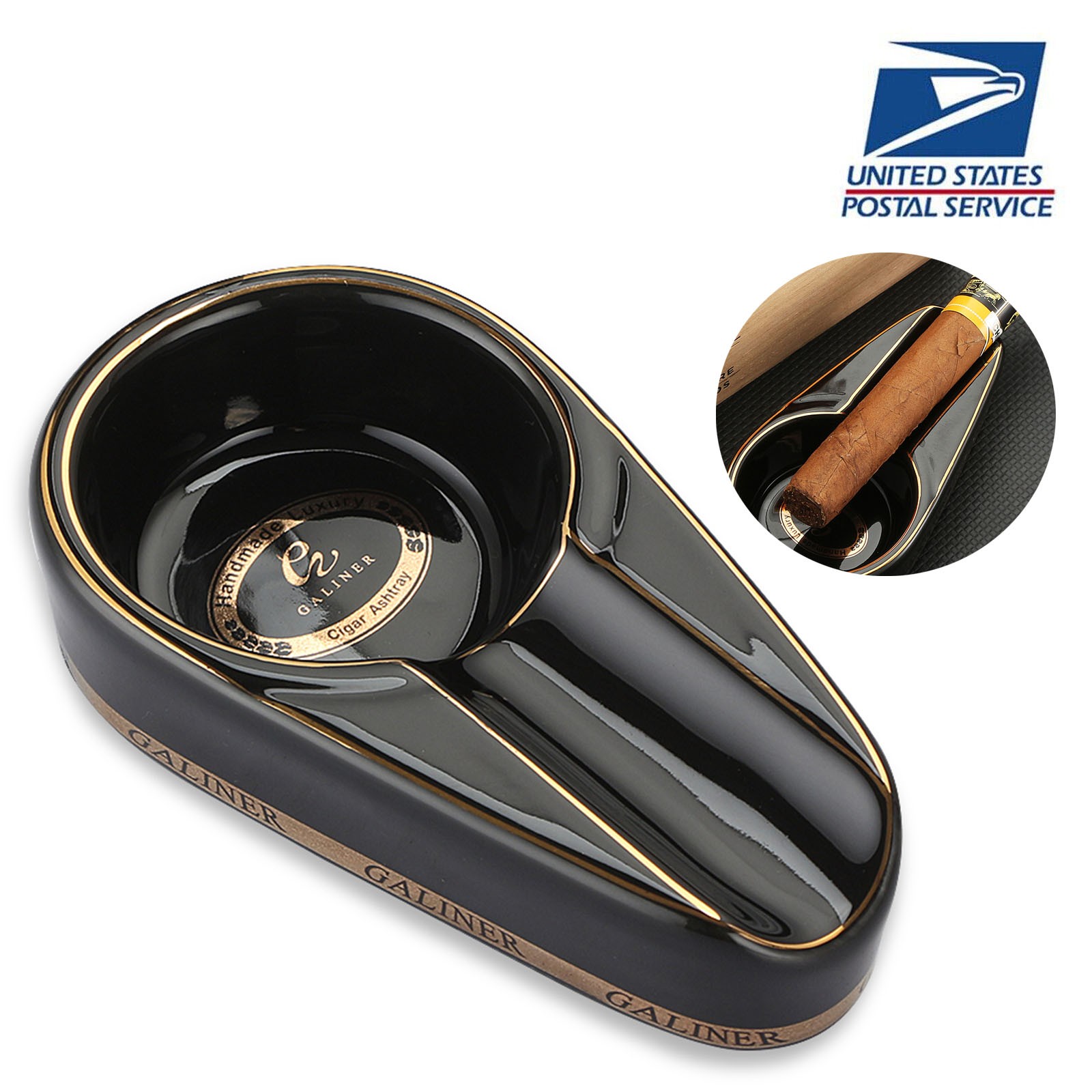 Galiner Ceramic Cigar Holder Ashtray Single Cigar Ash Tray Outdoor Travel Pocket