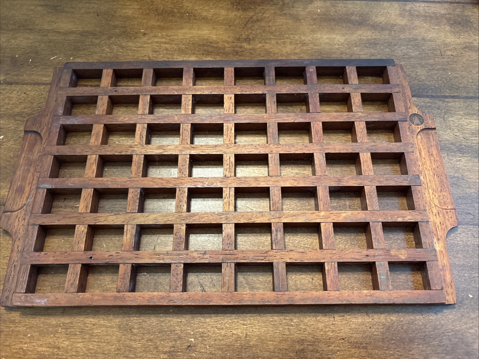 ANRI FORM, ITALY VINTAGE MCM TEAK LATTICE TRAY 14″ X 9-1/4″