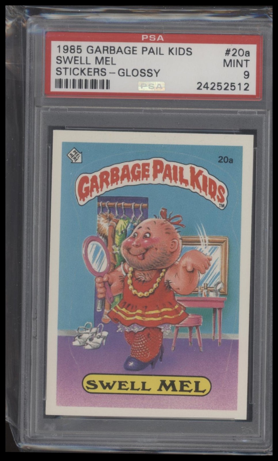 1985 Topps Garbage Pail Kids Series 1 #20a Swell Mel PSA 9 Pop 37 Glossy