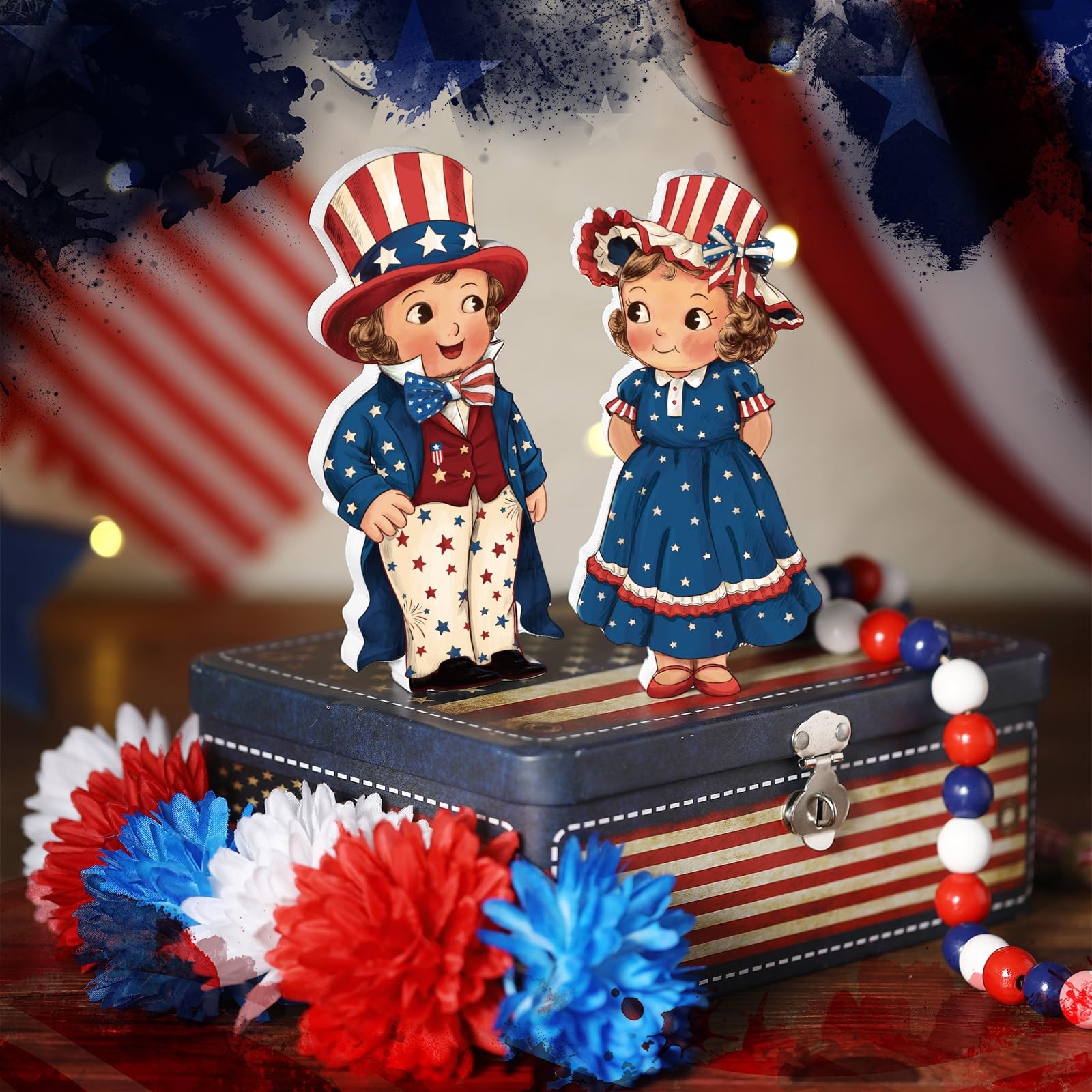 2 Pcs 250 Anniversary Decorations Patriotic Table Decorations 4th of July
