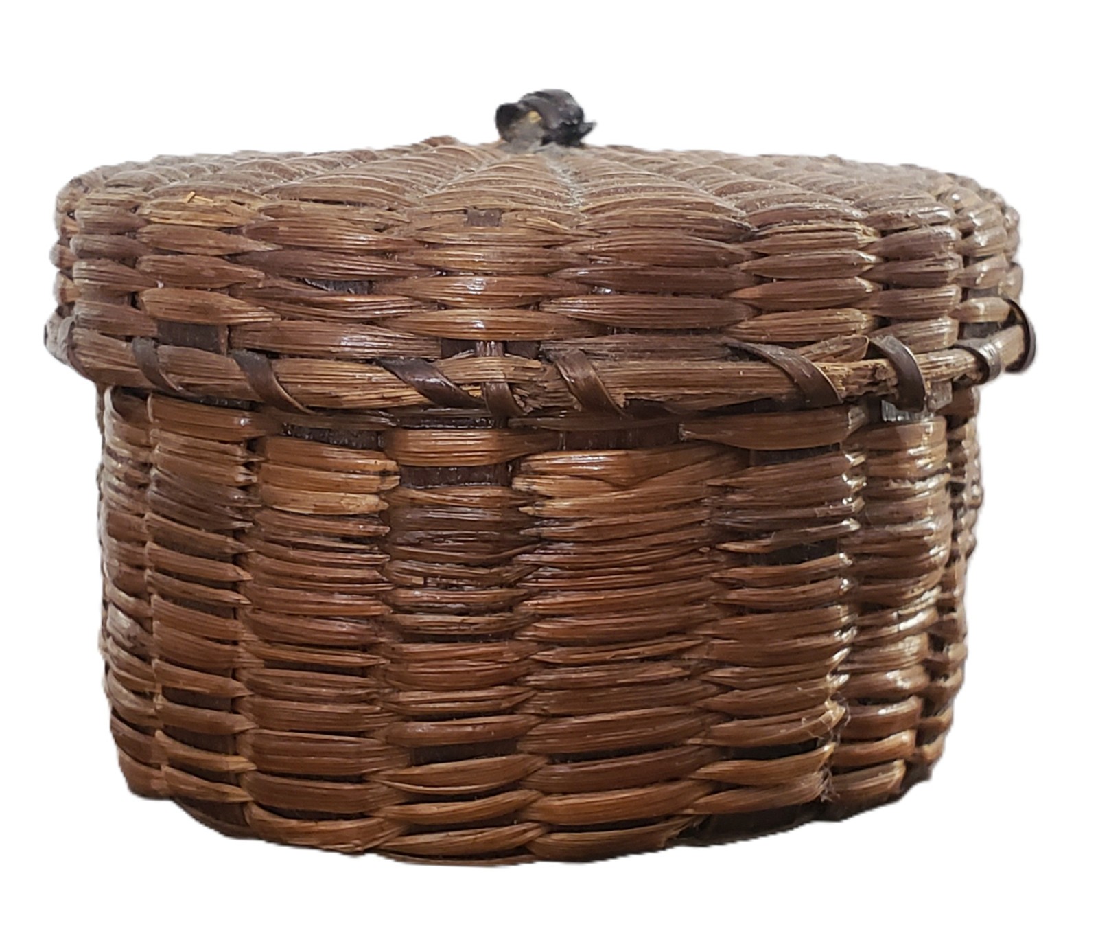 ANTIQUE Miniature VINTAGE Native American Sweet Grass SEWING Basket PATINA #2
