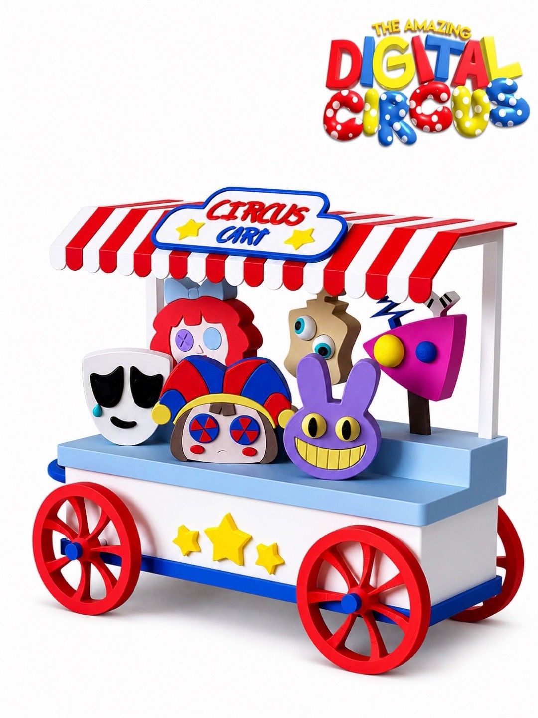 The Amazing Digital Circus Cart Toy Figure Display Stand And 6 Ice Pop Character