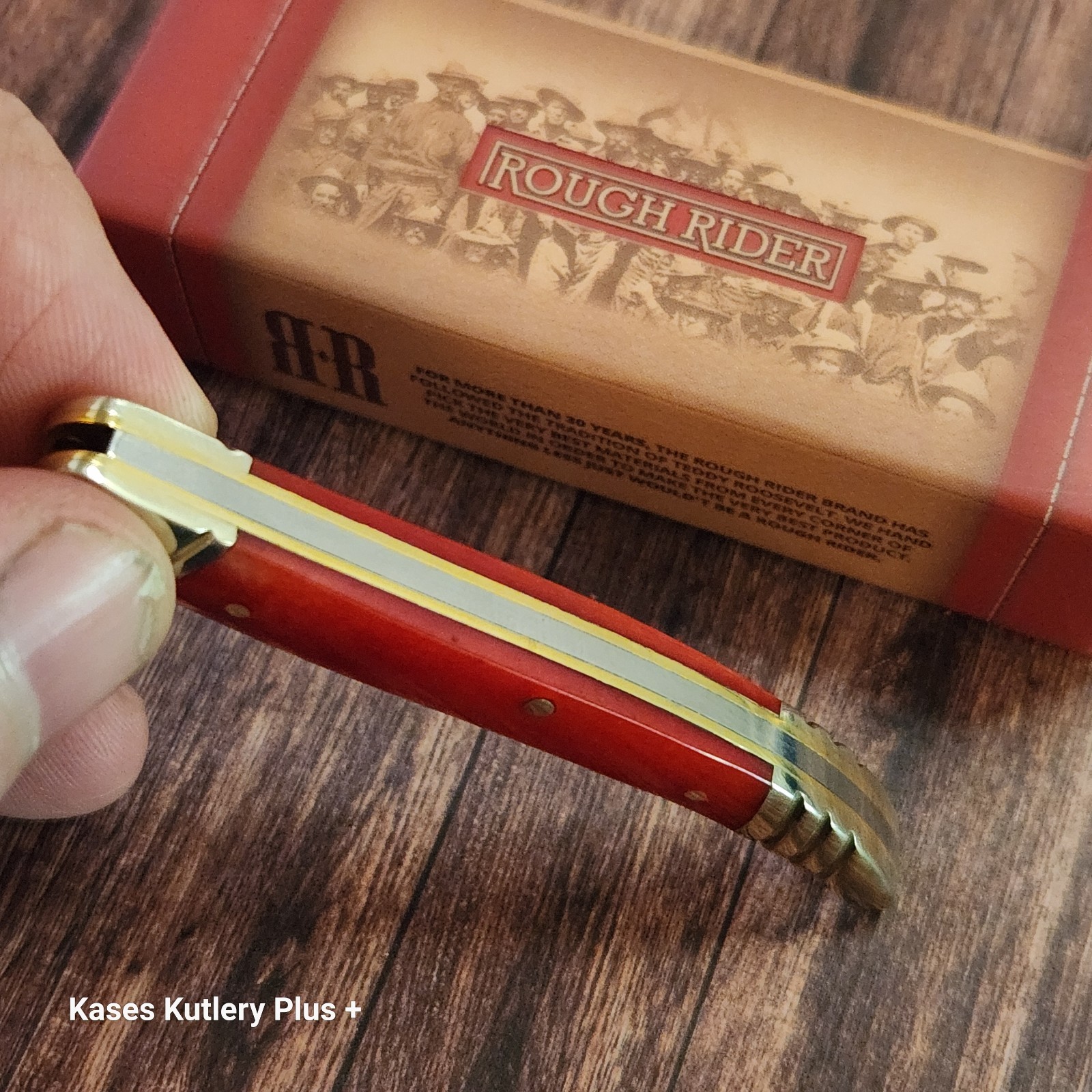 Rough Rider RR2228 Texas Toothpick Folding Pocket Knife 3″ Closed Red Bone