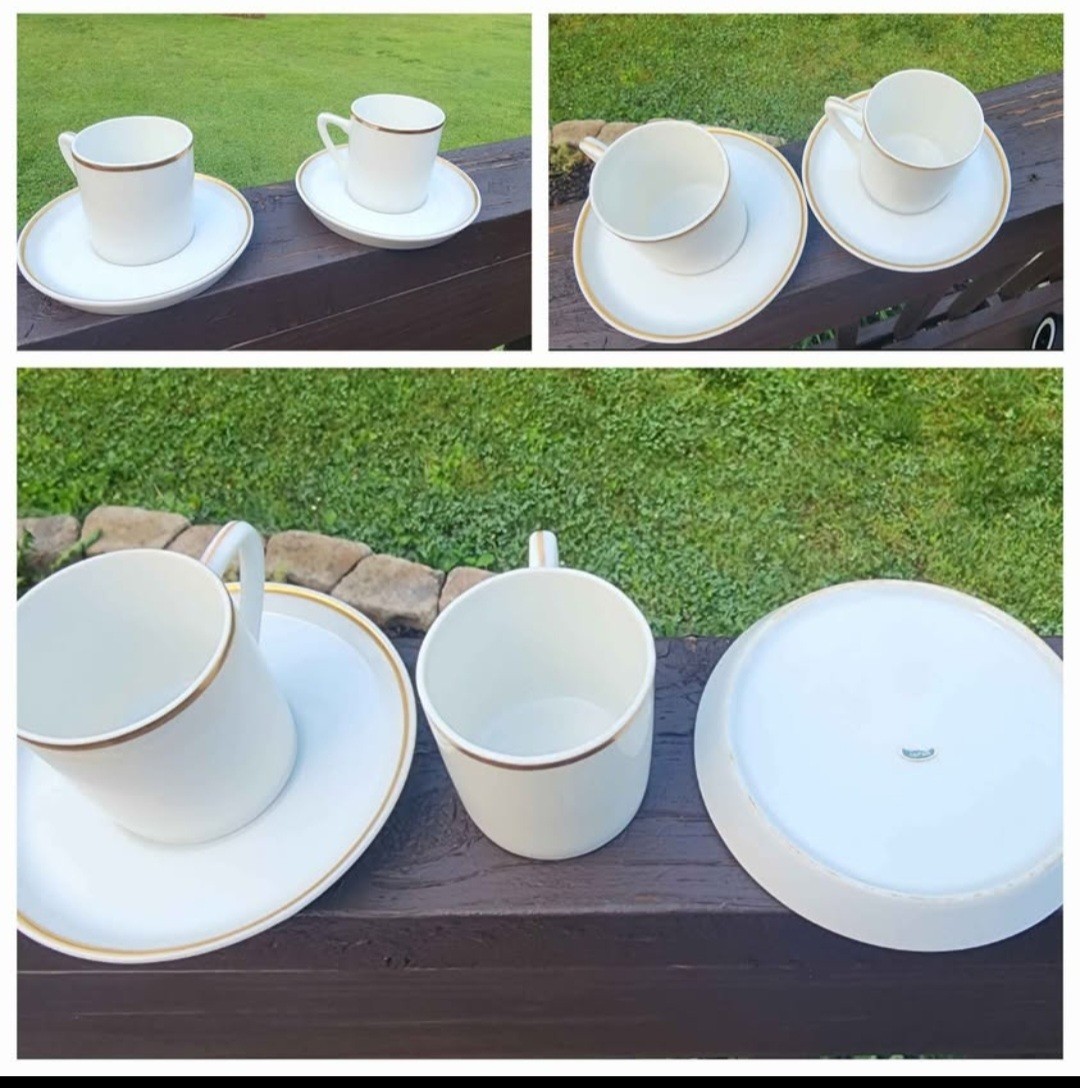 Vtg 4 Piece Fine Porcelain Demitasse Espresso Cup & Saucer Set – Made In Japan