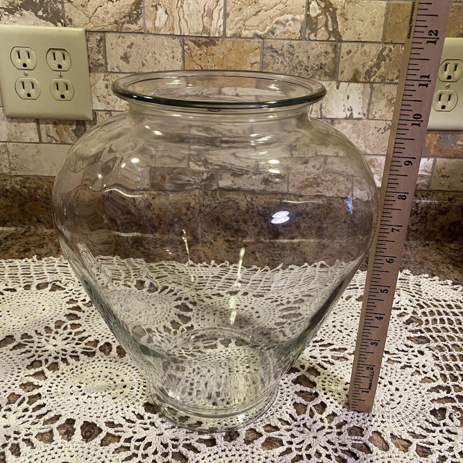 Clear Glass Ginger Vase Apothecary Jar 11”H