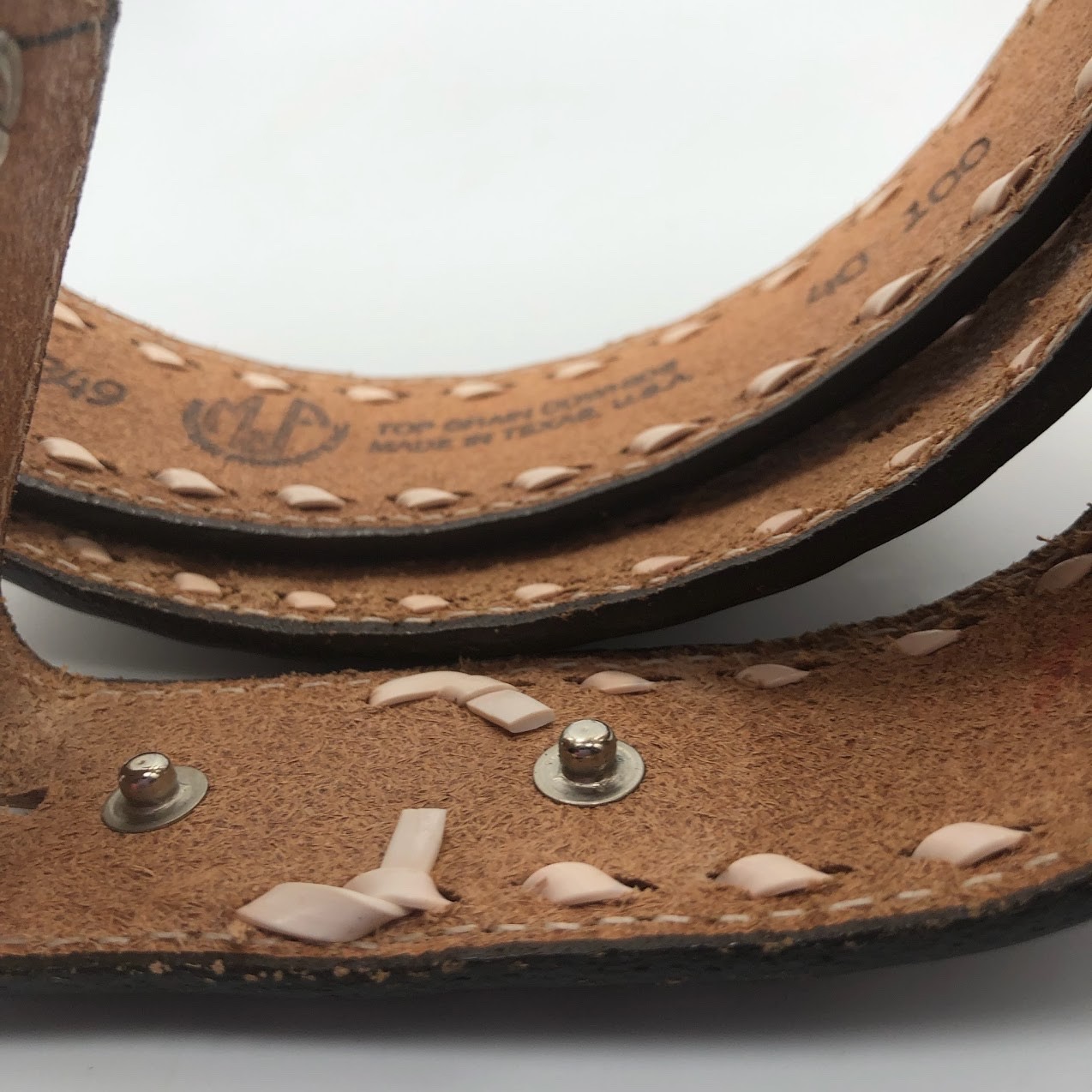 M&F Western Handcrafted Tooled Genuine Leather Buckle Belt Size 40 Vintage