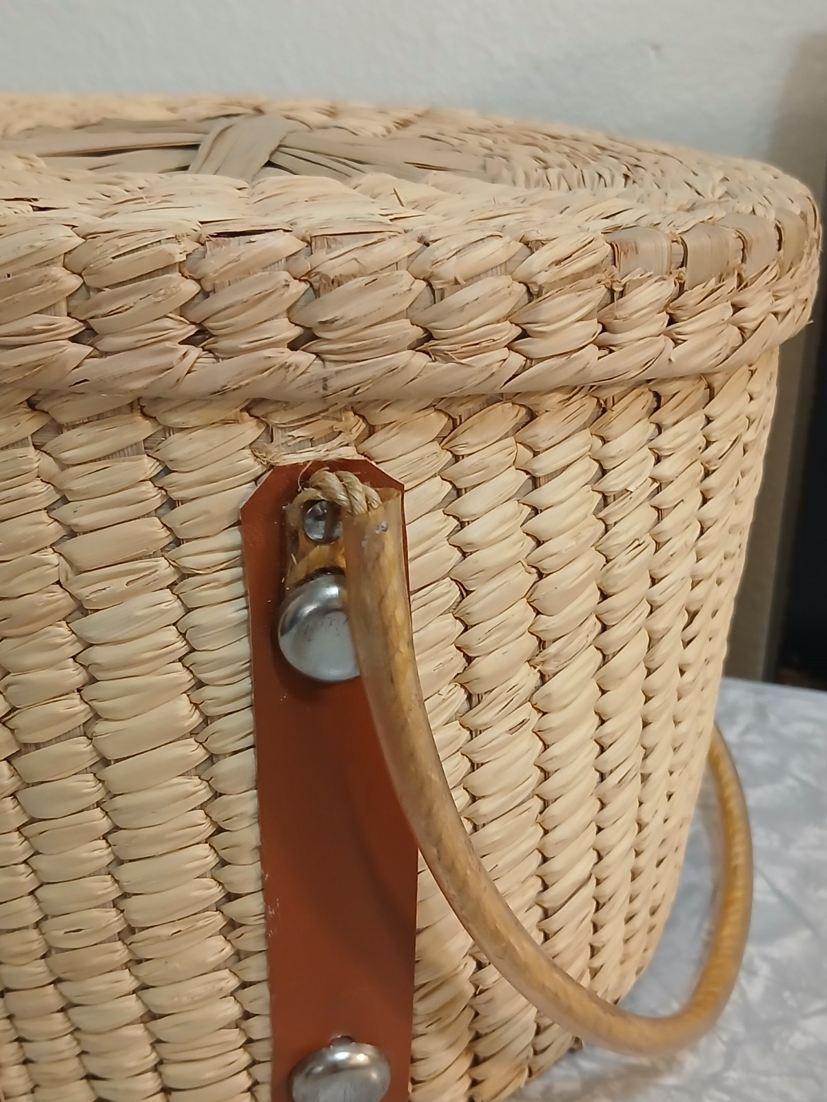 Vintage Hand-Woven Lidded Basket-Purse