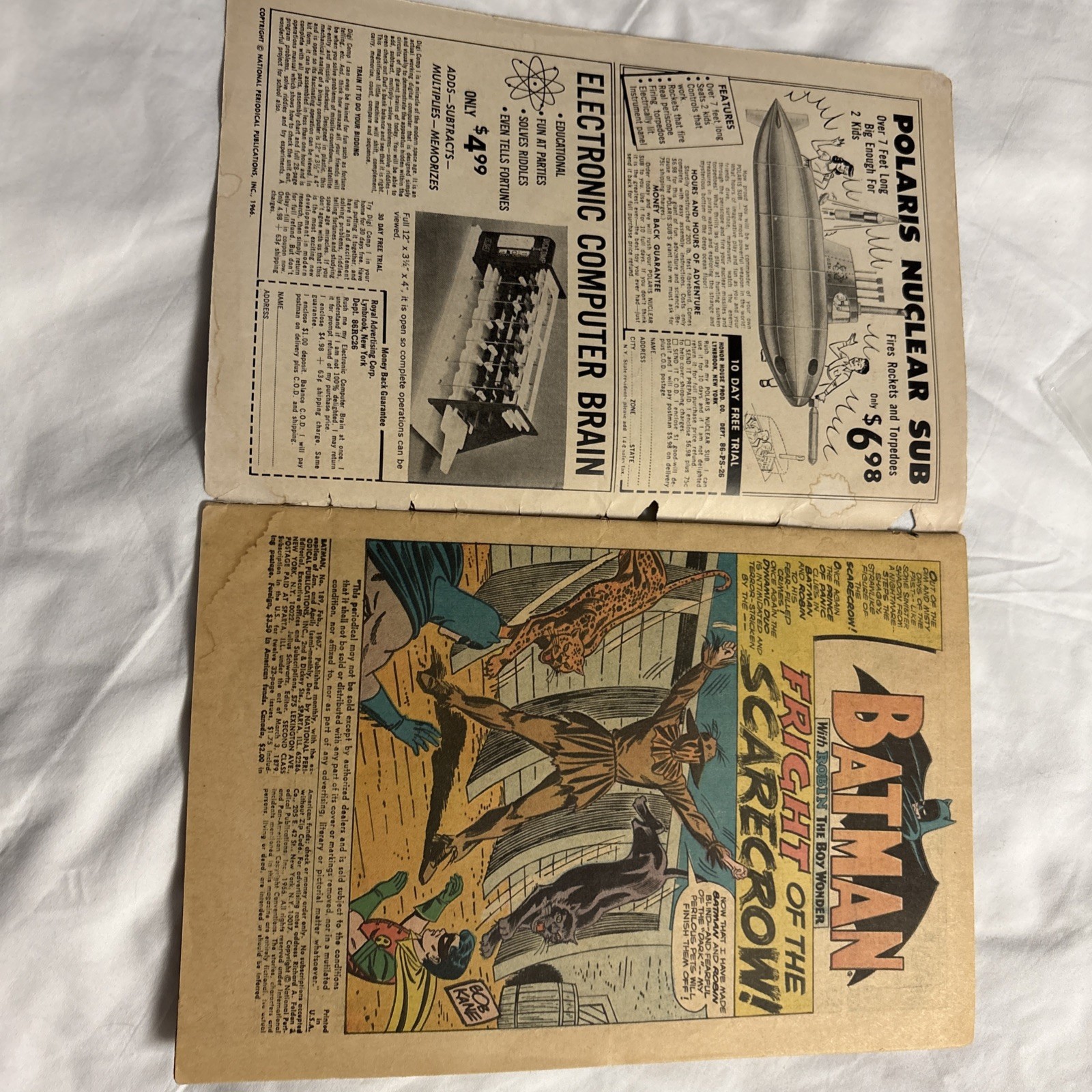 Batman 189 CGC 1.8 OW 1967 1st SA Scarecrow🔥lite Resto Tape Interior Back CVR