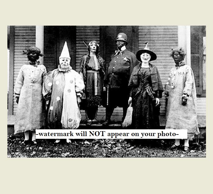 Scary Vintage Creepy Halloween PHOTO Freak Scary Strange Witch Clown House Porch