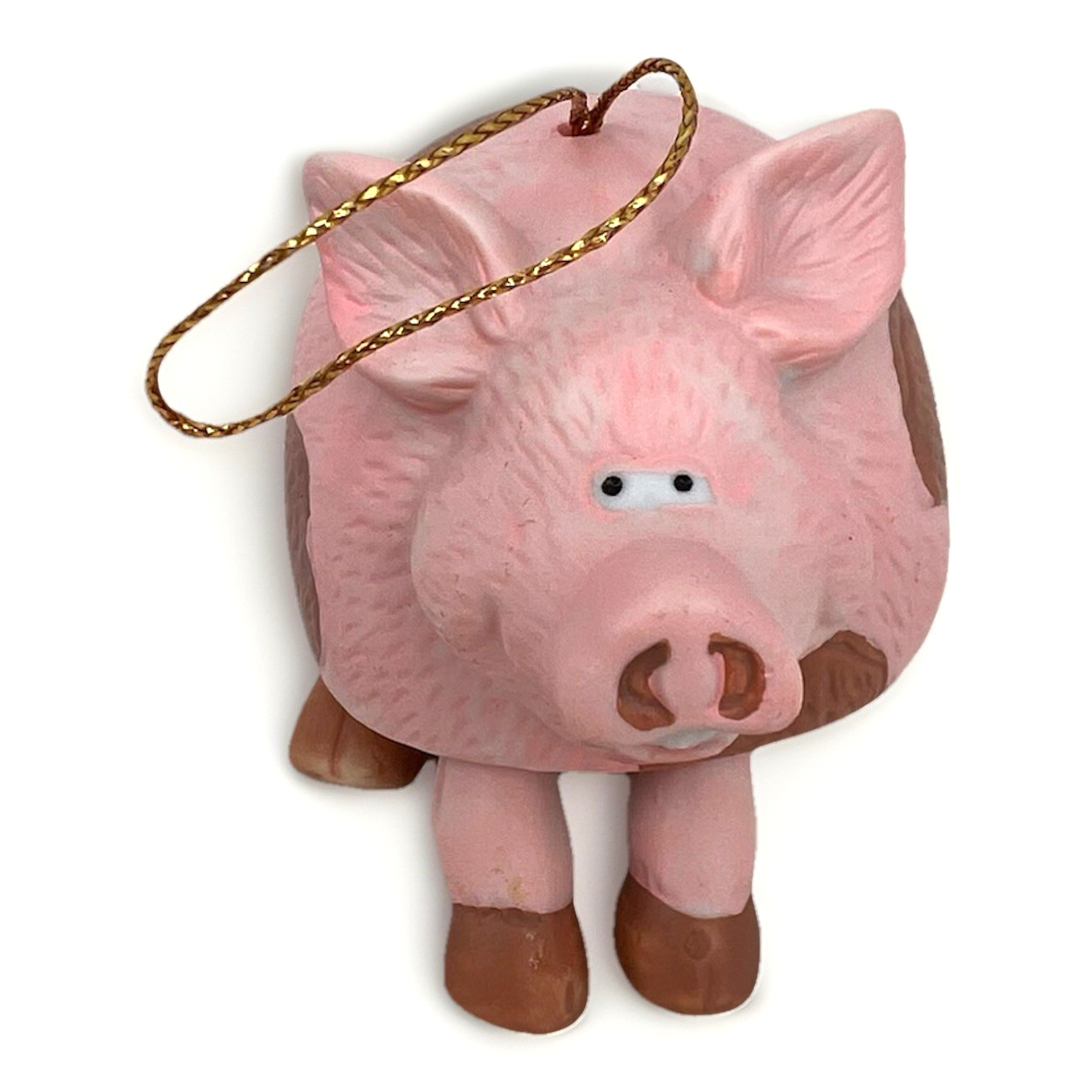 Vintage RR Roman Dangle Leg Pig Porcelain Ornament 2 1/2″ Tall & 3 1/4″ Long