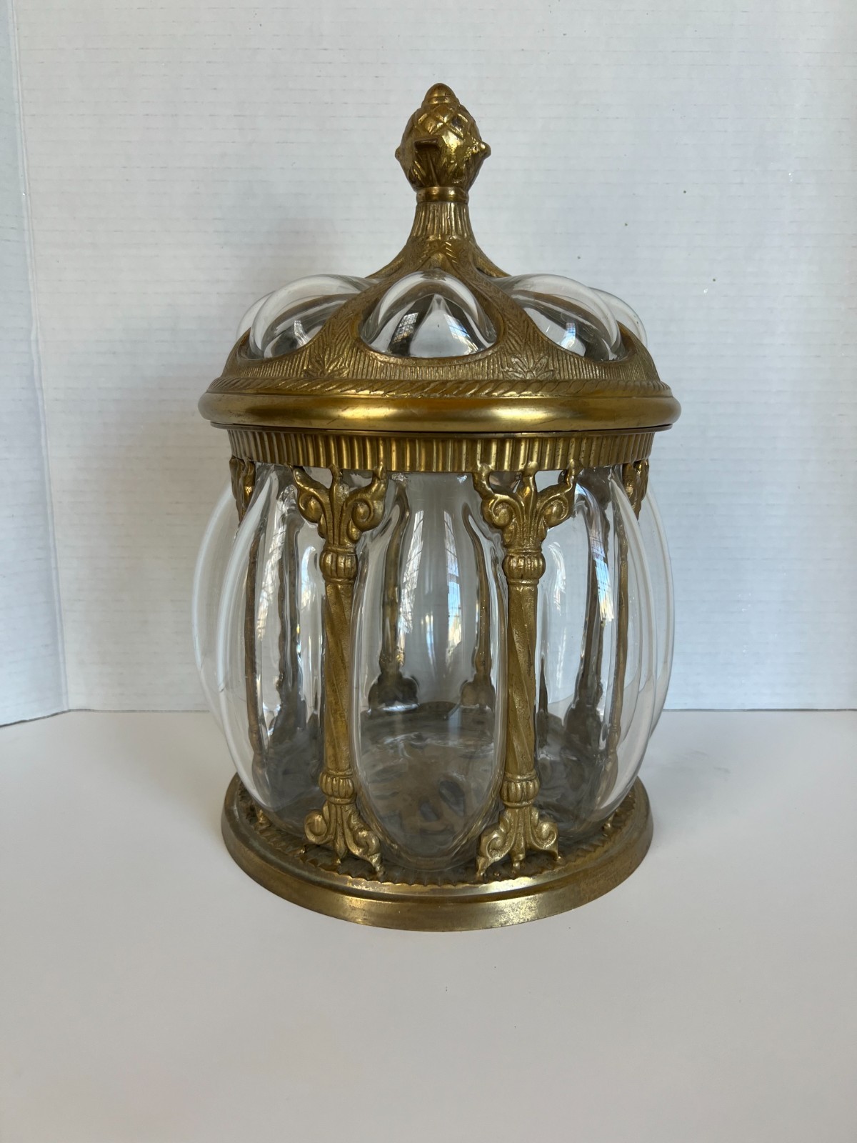 Vintage Blown Apothecary Glass and Brass Humidor. Excellent Condition!