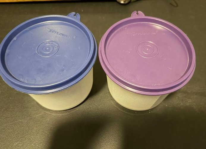 Tupperware Modular Storage Set of 2 Containers #1493 Blue Purple 20 oz Canisters