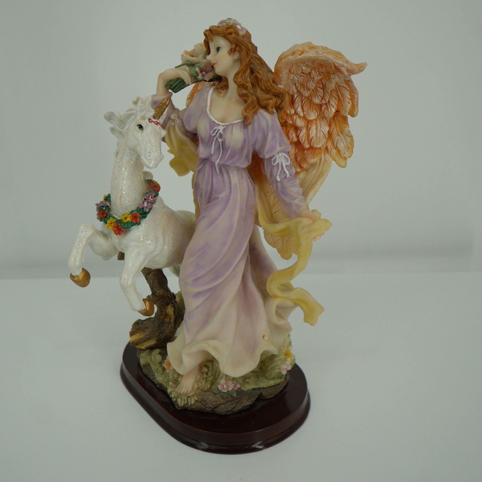 UG Angel and Unicorn Figurine Large 10.5″ Lavender Fantasy Mythical Decor