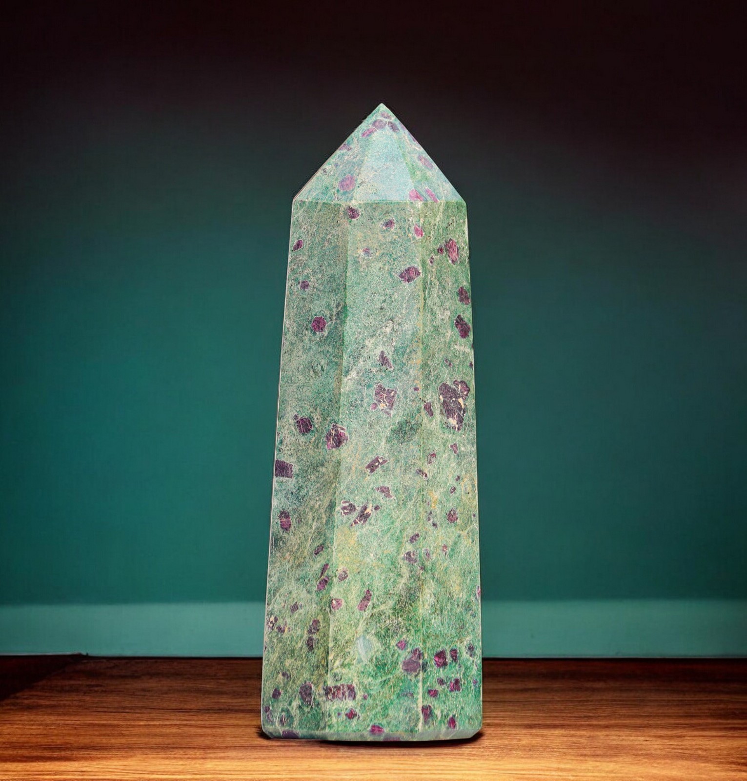 190mm Ruby Fuchsite Mineral Specimen , Home Decoration Reiki Stone Tower Point