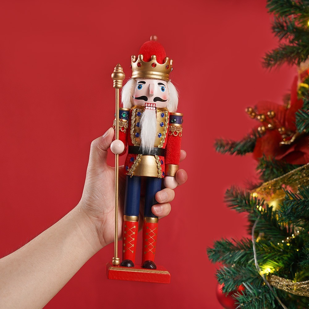 12in Wooden Nutcracker Soldier Christmas Decoration Vintage Decor Gift Red King